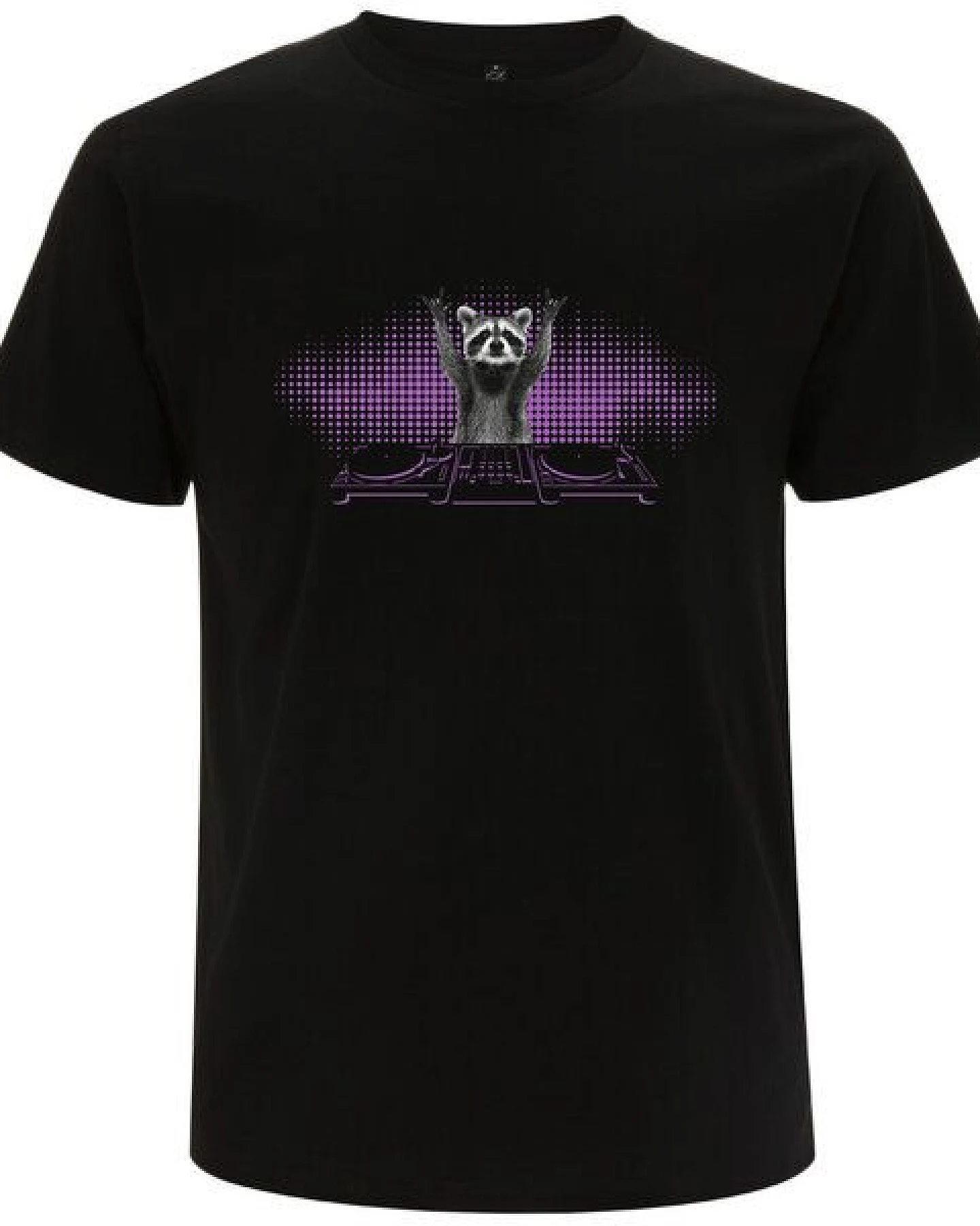 Spreecult DJ Waschbär - Bio und Fair - Männer Unisex T-Shirt - Turntable Racoon – Ansicht 2