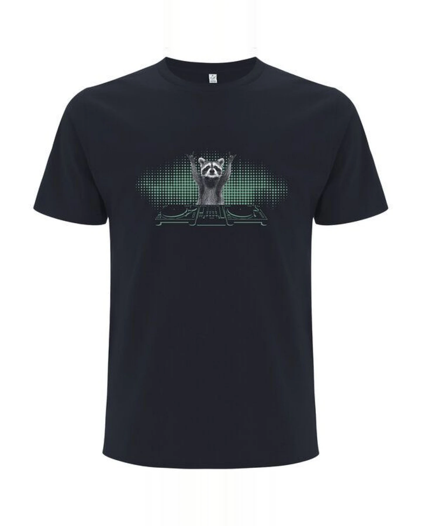 Spreecult DJ Waschbär - Bio und Fair - Männer Unisex T-Shirt - Turntable Racoon – Ansicht 2