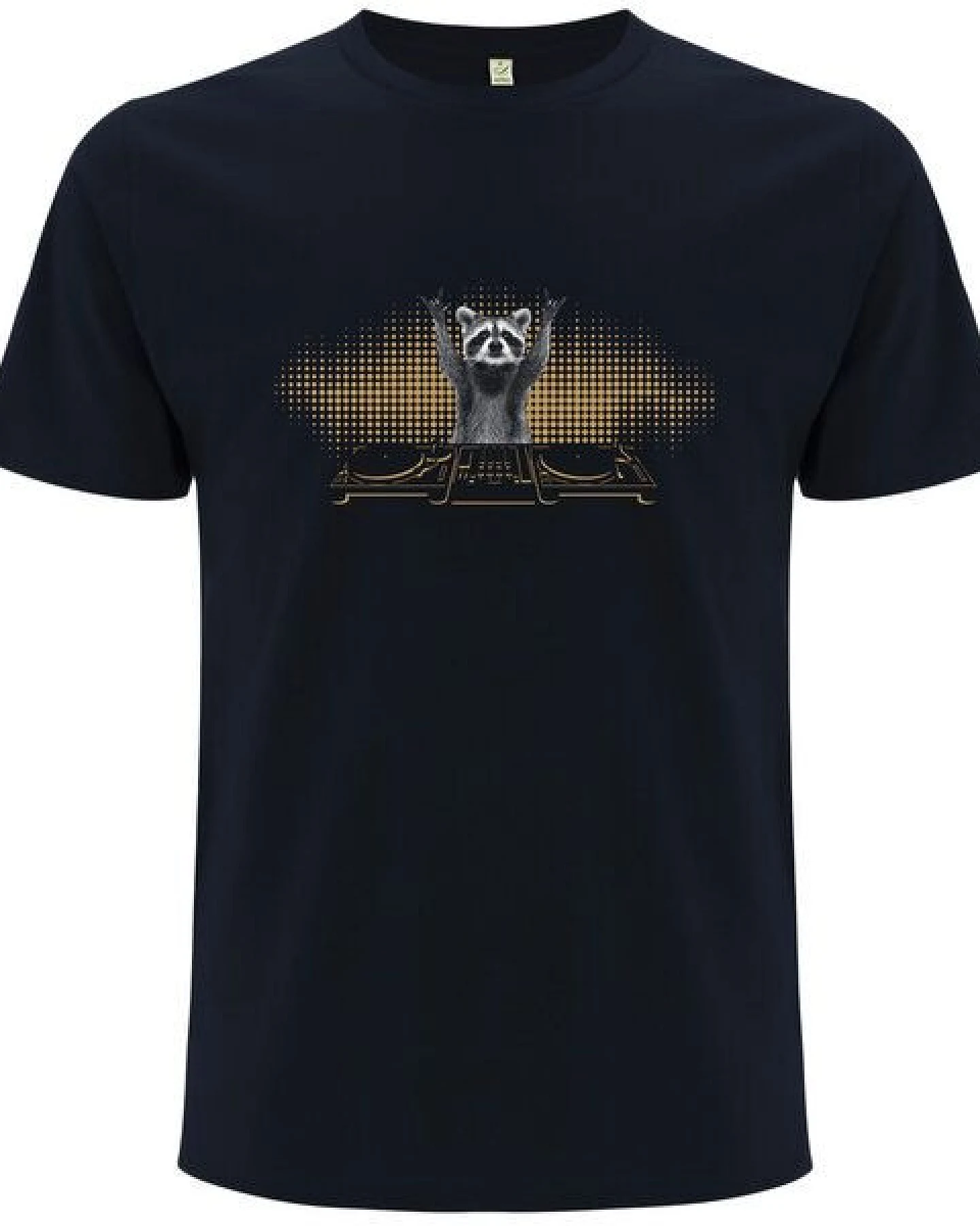 Spreecult DJ Waschbär - Bio und Fair - Männer Unisex T-Shirt - Turntable Racoon – Ansicht 2