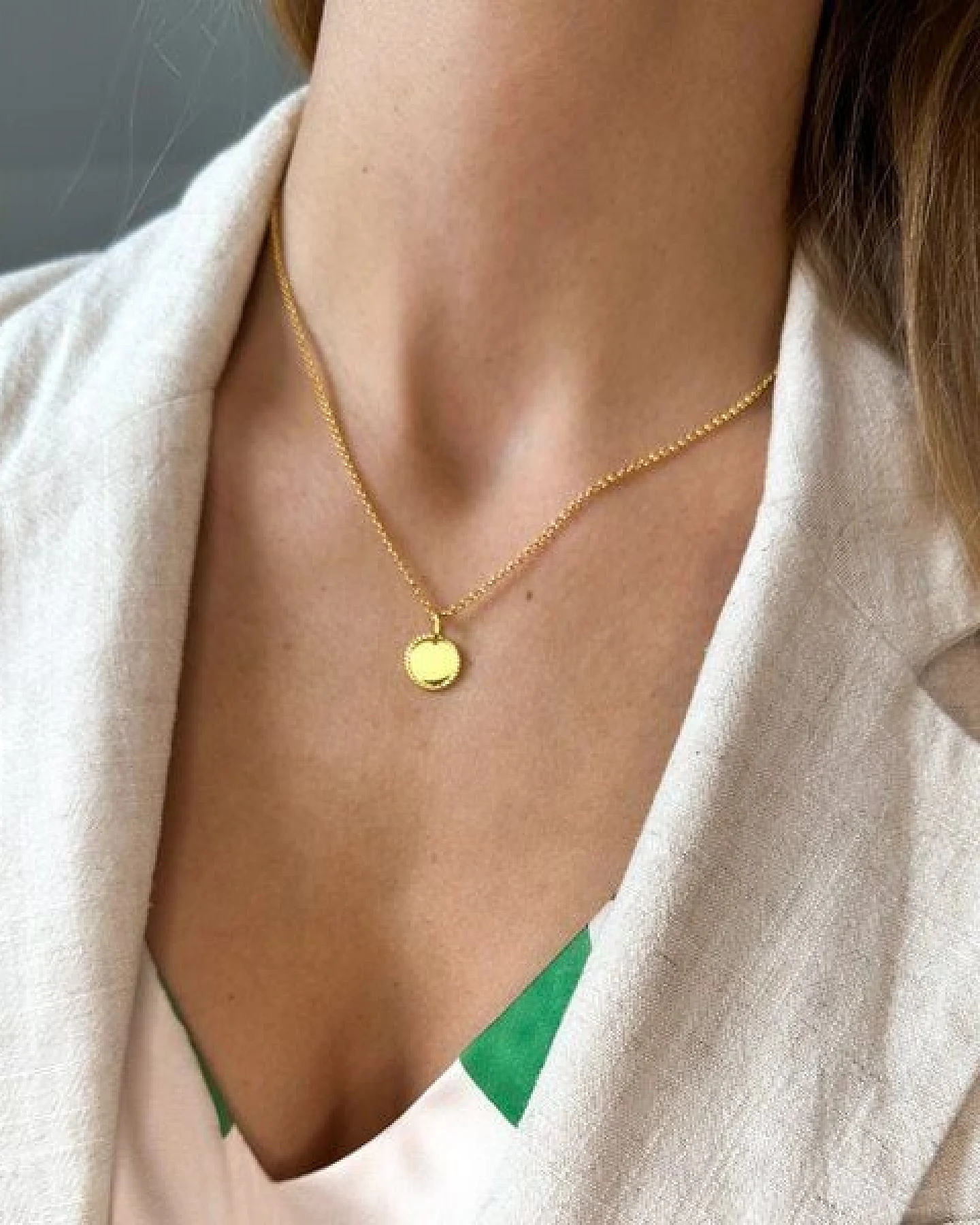 MOANINA Kette Coin Felicia - 925 Silber/18k Gold Vermeil - 3 Längen – Ansicht 2