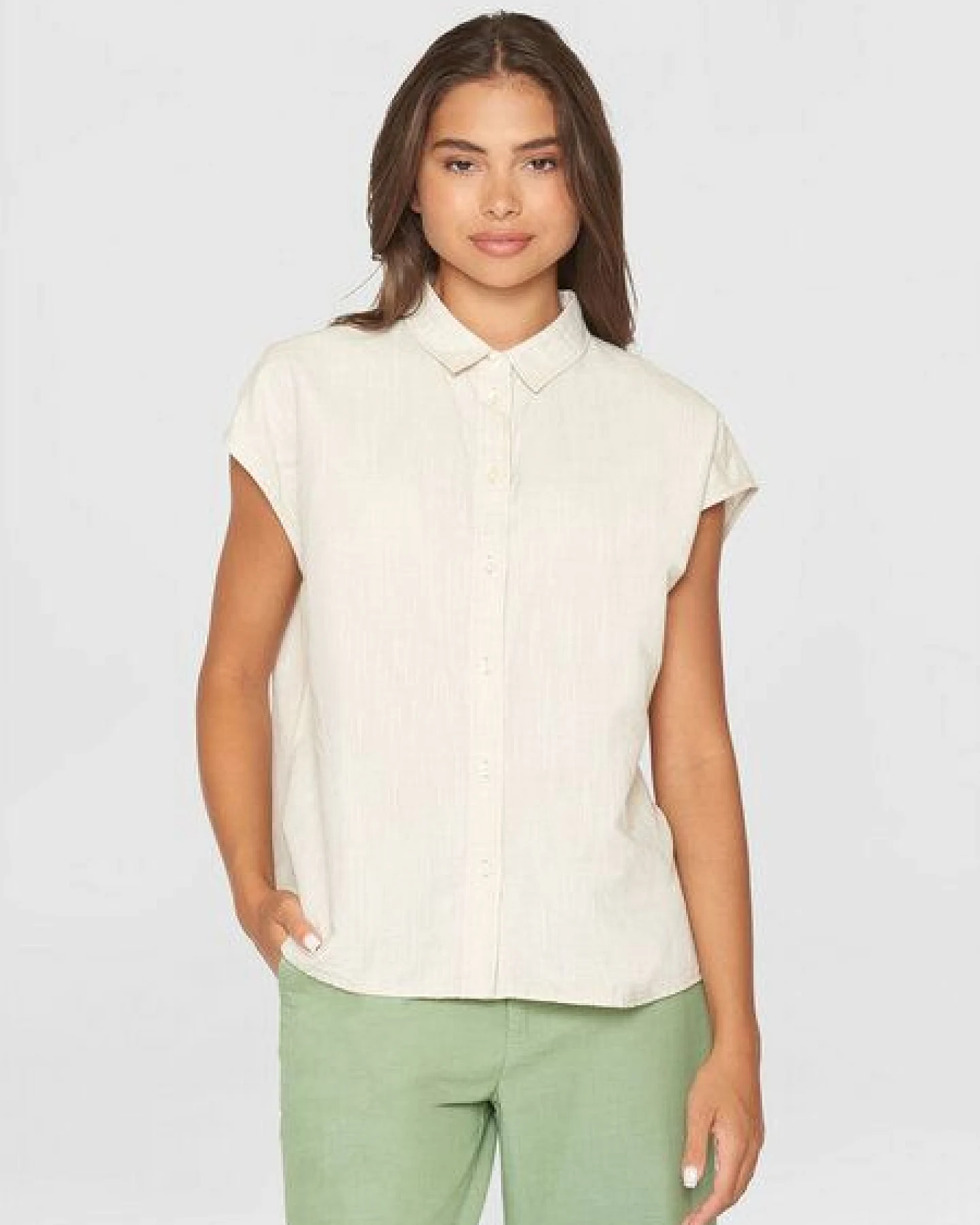 KnowledgeCotton Apparel Bluse - Sleevless shirt- aus einem Baumwolle/Leinen Mix – Ansicht 2
