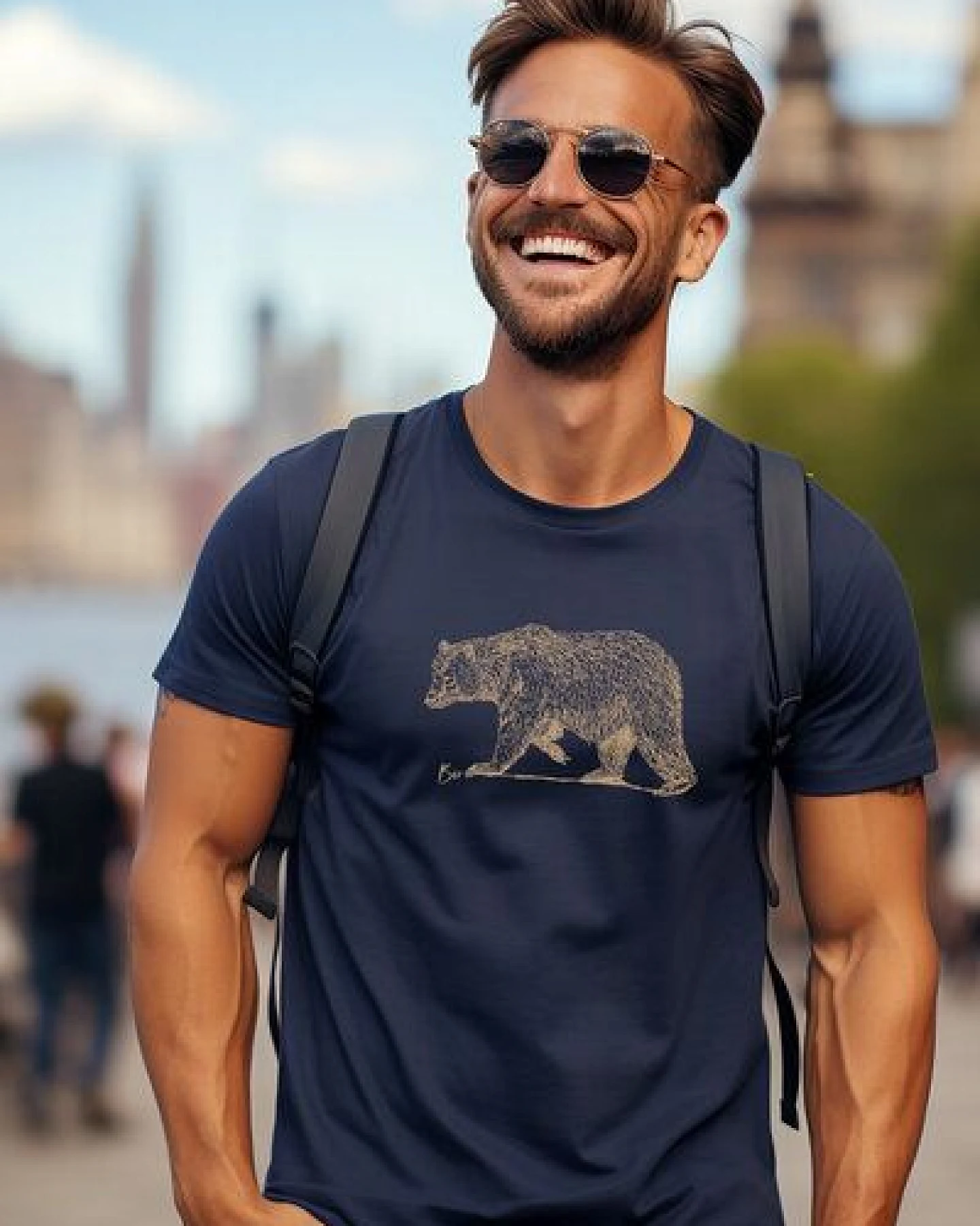 Kultgut Artdesign - Biofair - Leichtes Basic-Shirt / Golden Bär – Ansicht 2