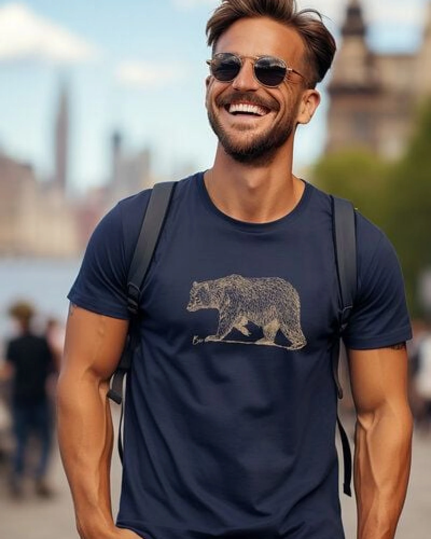 Kultgut Artdesign - Biofair - Leichtes Basic-Shirt / Golden Bär – Ansicht 3