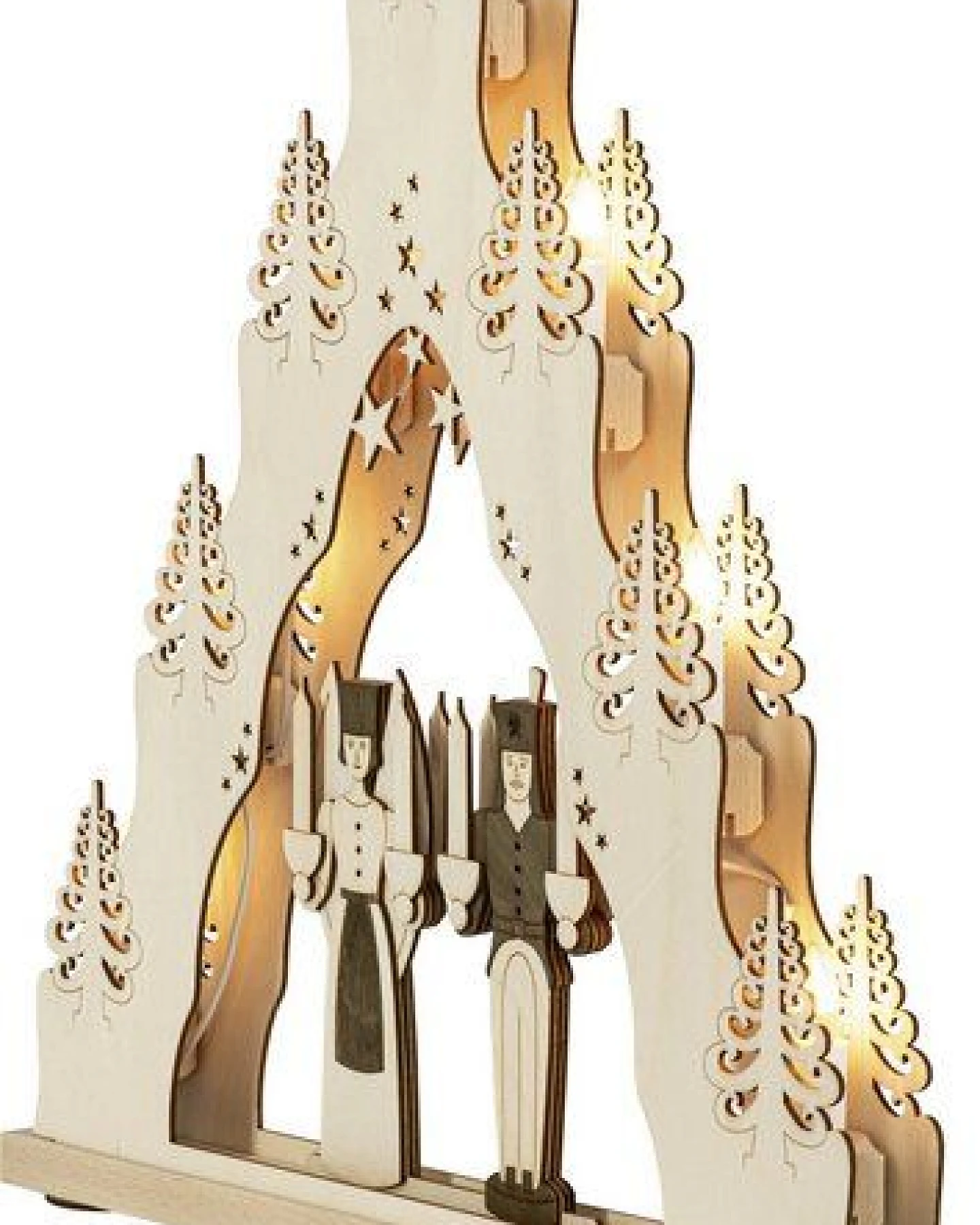 Weigla® Holzkunst Moderne LED- Lichterspitze 7 flg. "Engel und Bergmann" NEU 2024 – Ansicht 2
