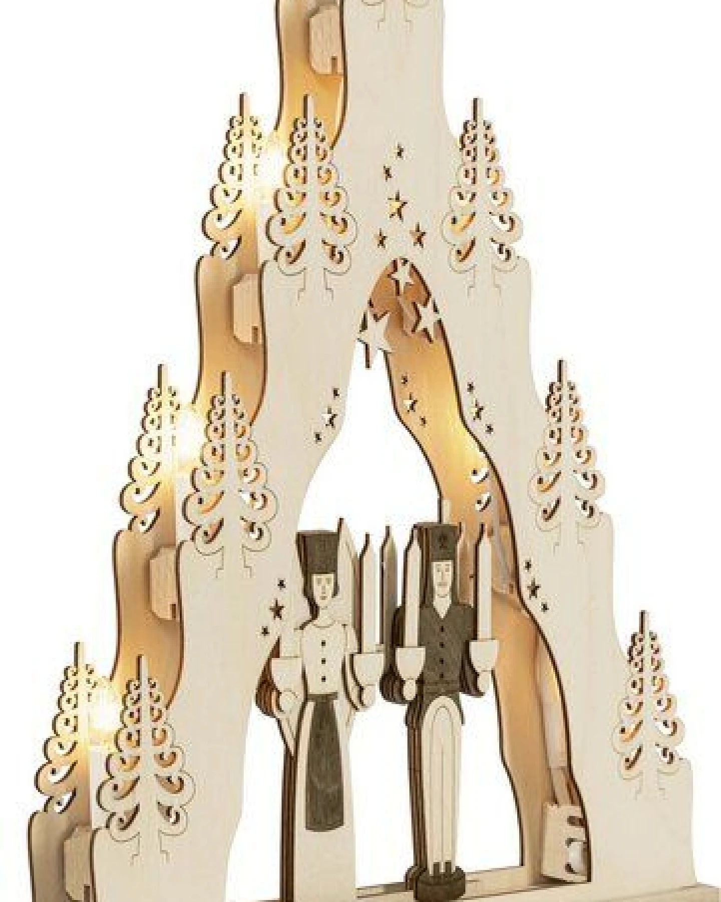 Weigla® Holzkunst Moderne LED- Lichterspitze 7 flg. "Engel und Bergmann" NEU 2024 – Ansicht 3