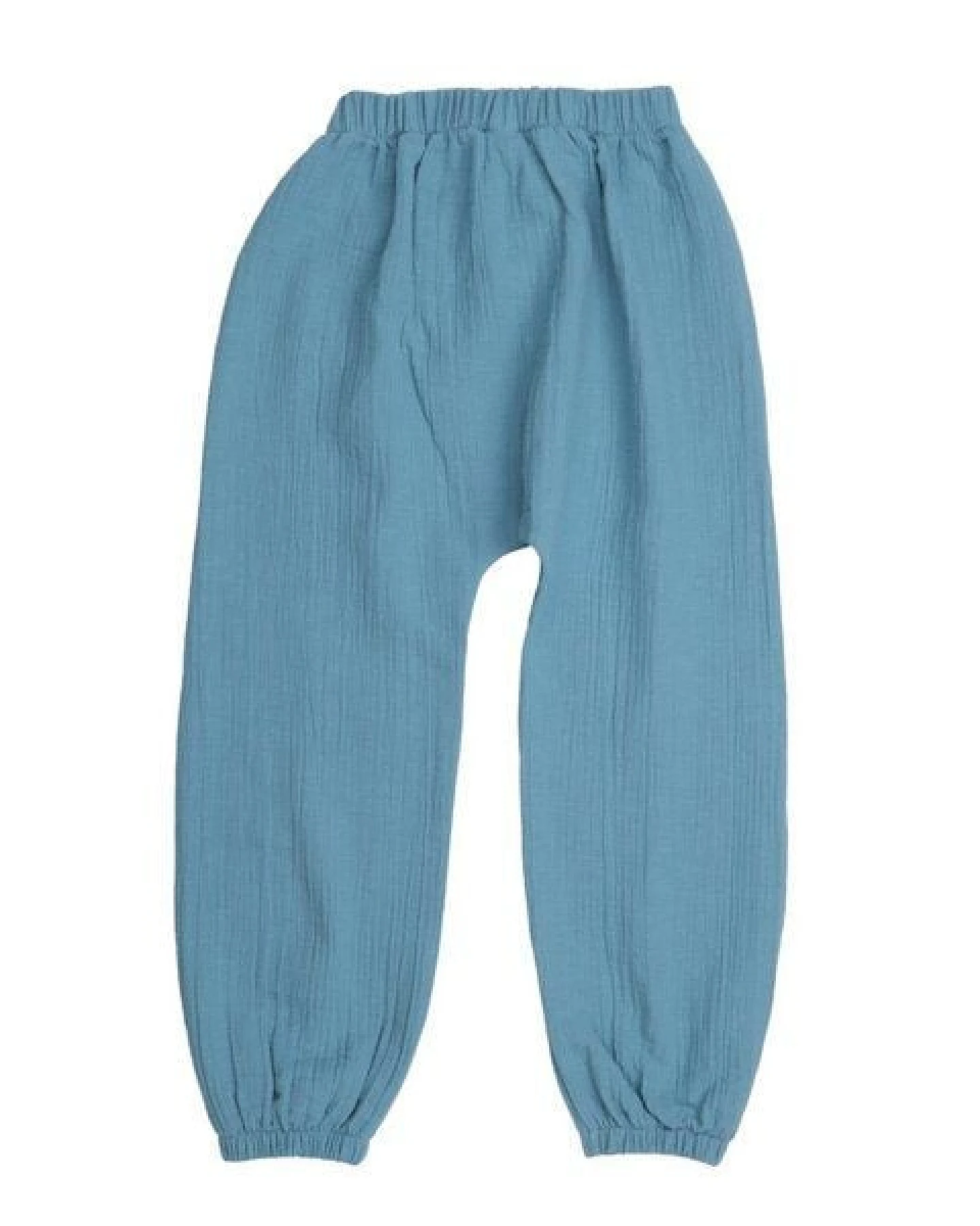 Kinder Baggy Hose GOTS zertifiziert, 95% Bio-Baumwolle, blau, weich, elastisch, bequemer Bund – Walkiddy – Ansicht 3