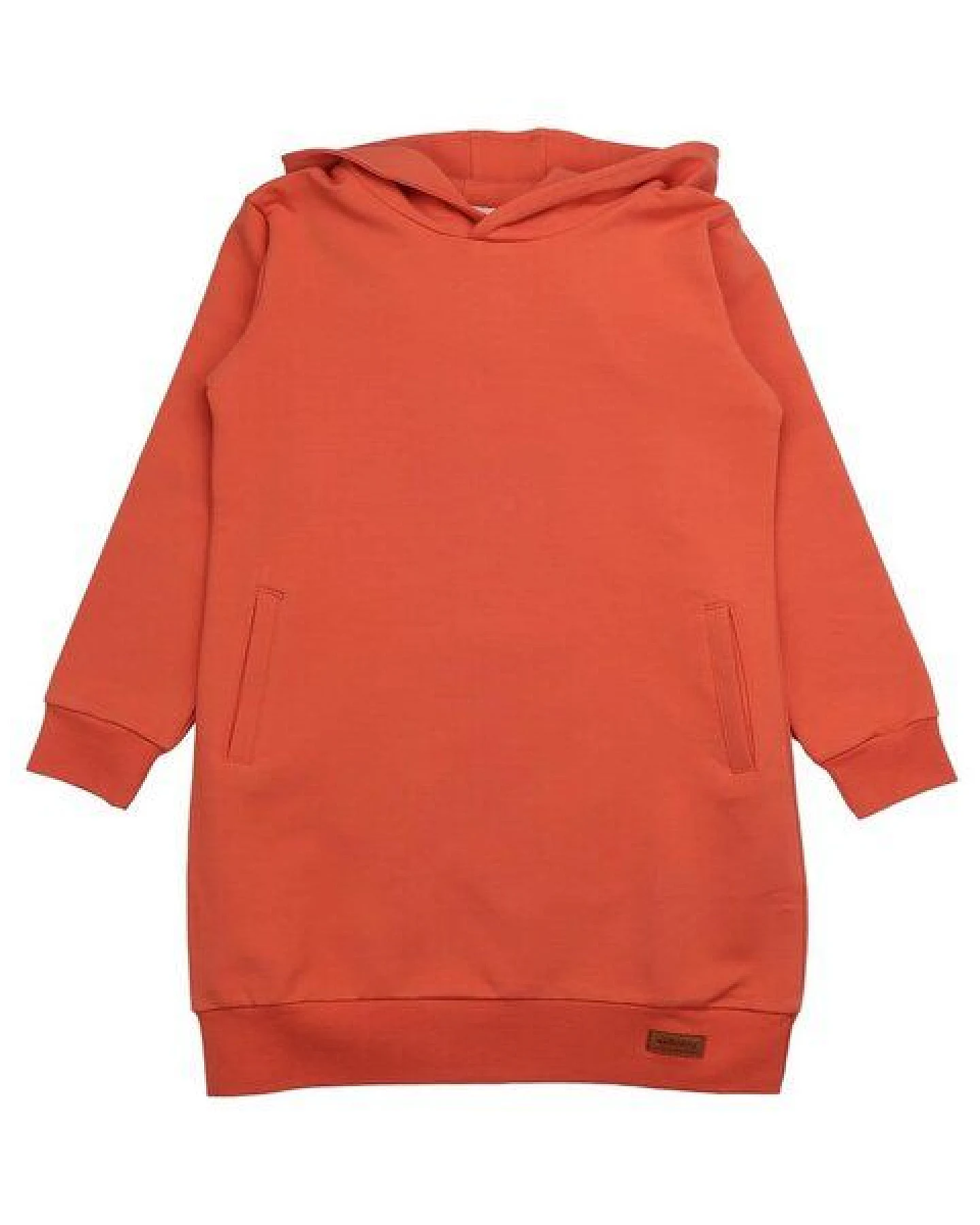 Kinder Sweatkleid GOTS zertifiziert Bio-Baumwolle, Orange, Kapuze, Walkiddy – Ansicht 2