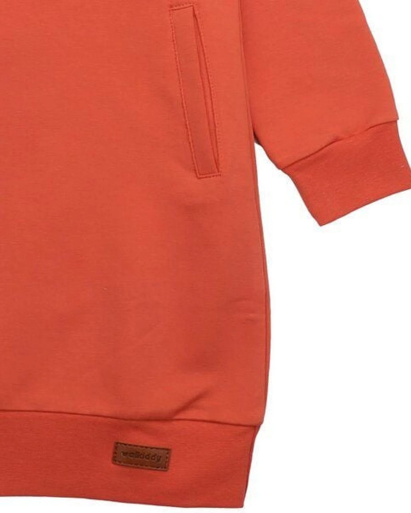 Kinder Sweatkleid GOTS zertifiziert Bio-Baumwolle, Orange, Kapuze, Walkiddy – Ansicht 4