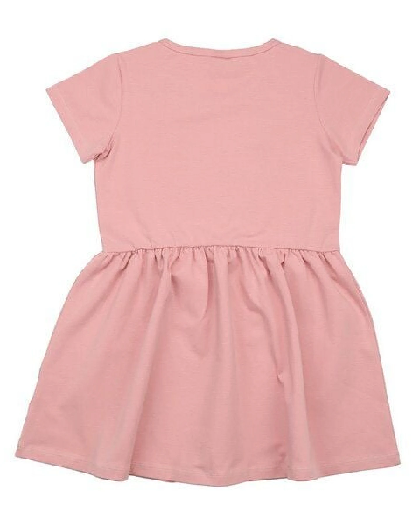 Kinder Kleid GOTS-zertifiziert aus Bio-Baumwolle, pink mit Little & Big Horses-Motiv, kurzarm, schwingender Rock – Walkiddy – Ansicht 3