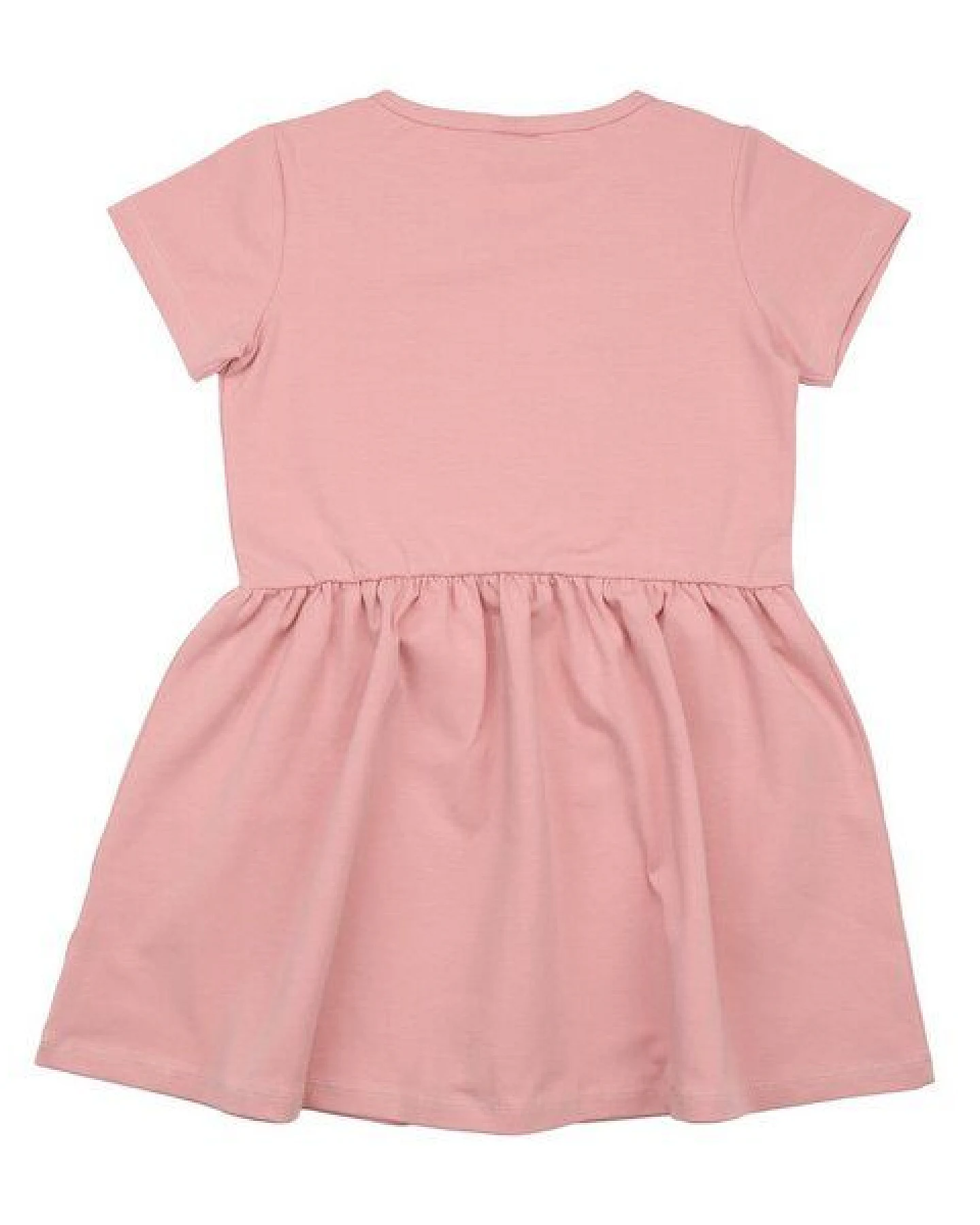 Kinder Kleid GOTS-zertifiziert aus Bio-Baumwolle, pink mit Little & Big Horses-Motiv, kurzarm, schwingender Rock – Walkiddy – Ansicht 3