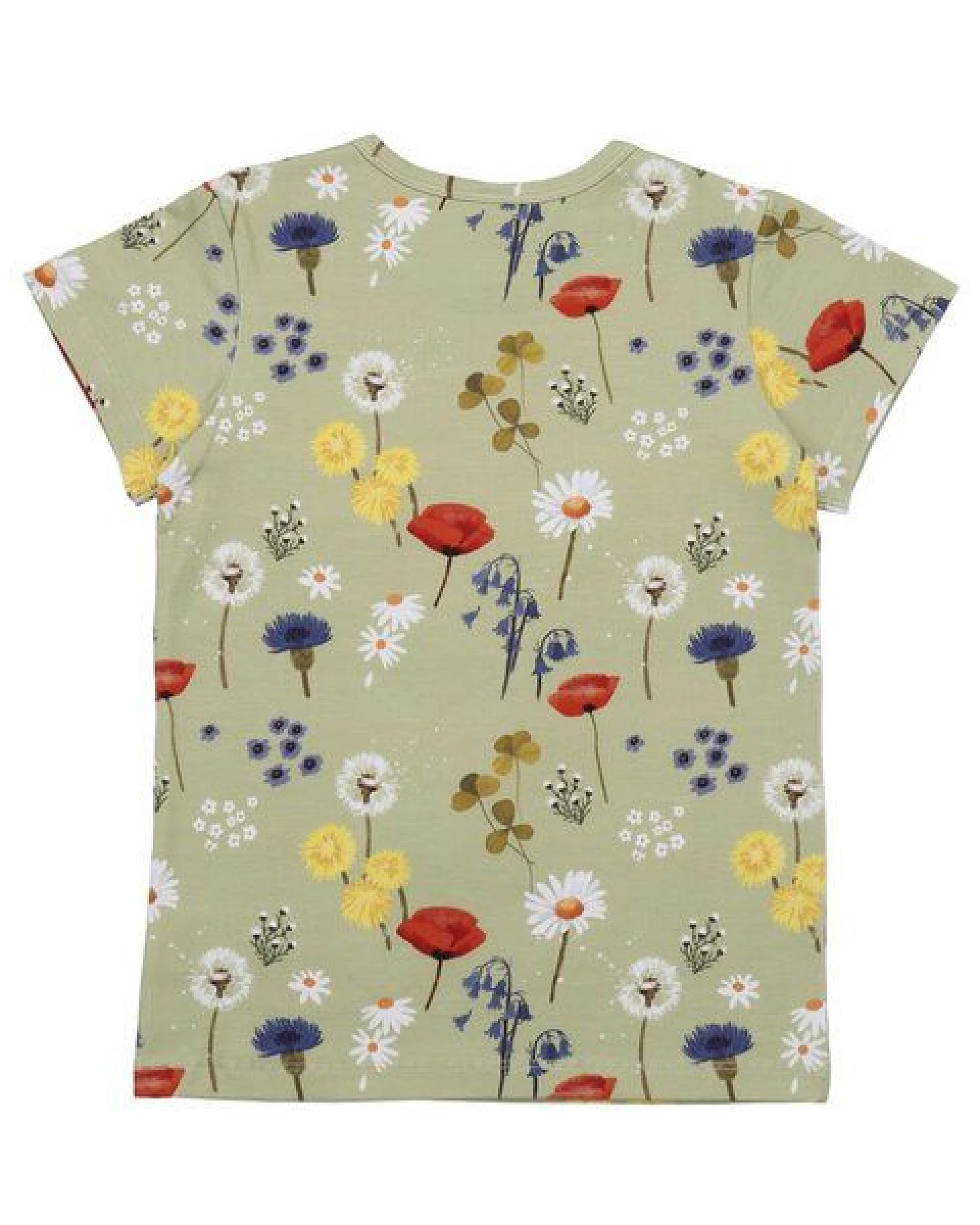 Kinder T-Shirt GOTS zertifiziert – Grün mit Blumenmuster, Kurzarm, weich & bequem – Ansicht 3