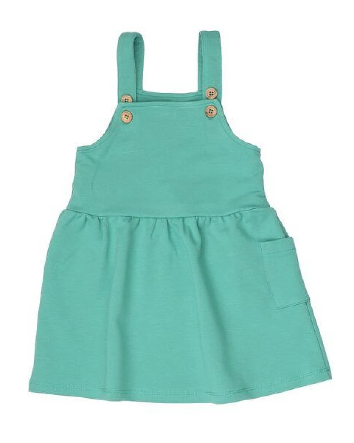 Kinder Trägerkleid GOTS zertifiziert, mintgrün „Green Spruce“, Bio-Baumwolle, weich – Walkiddy