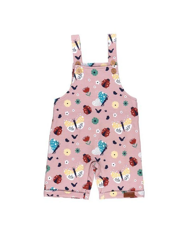 Baby Strampler GOTS zertifiziert – Bio-Baumwolle, Rosa mit Marienkäfer- und Schmetterlingsmotiv, bequem & luftig