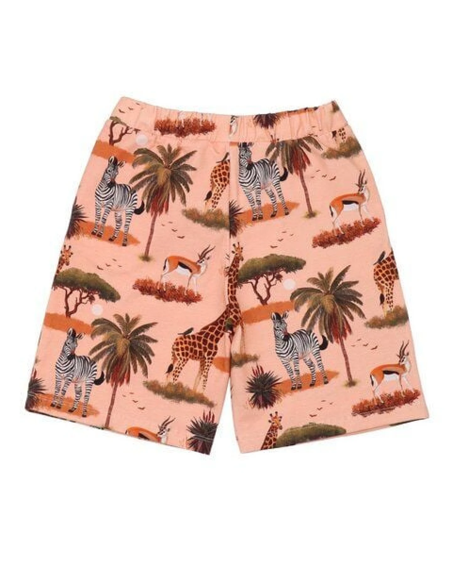 Kinder Shorts GOTS zertifiziert Bio-Baumwolle, Orange, Savannen-Muster, Walkiddy – Ansicht 3