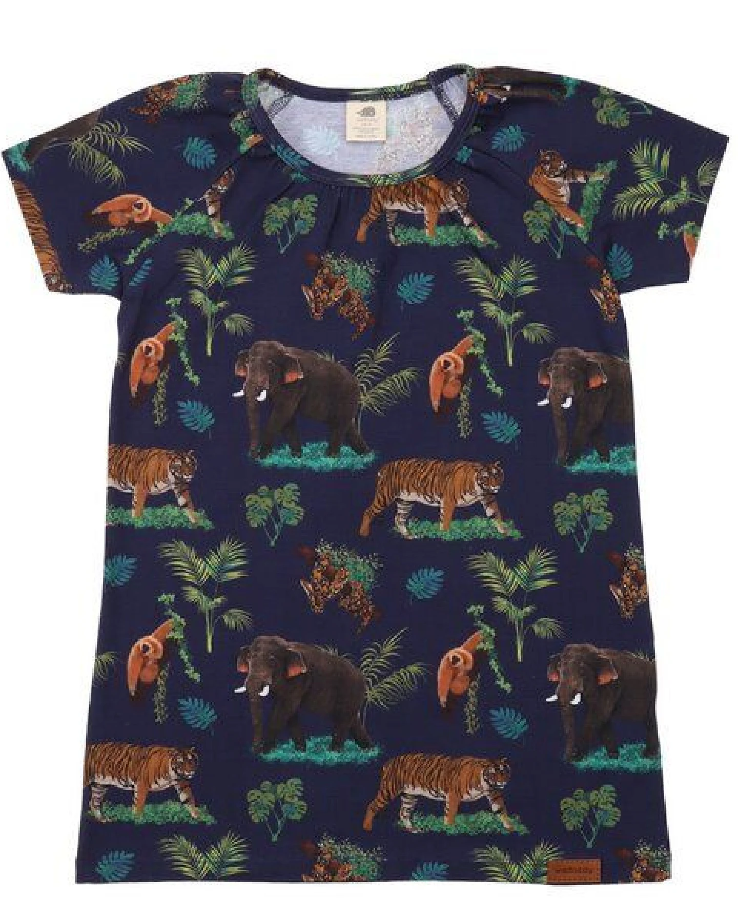 Organic Cotton Tropical Asia Tunika Blau - GOTS-Zertifizierte, Umweltfreundliche Mode – Walkiddy – Ansicht 2