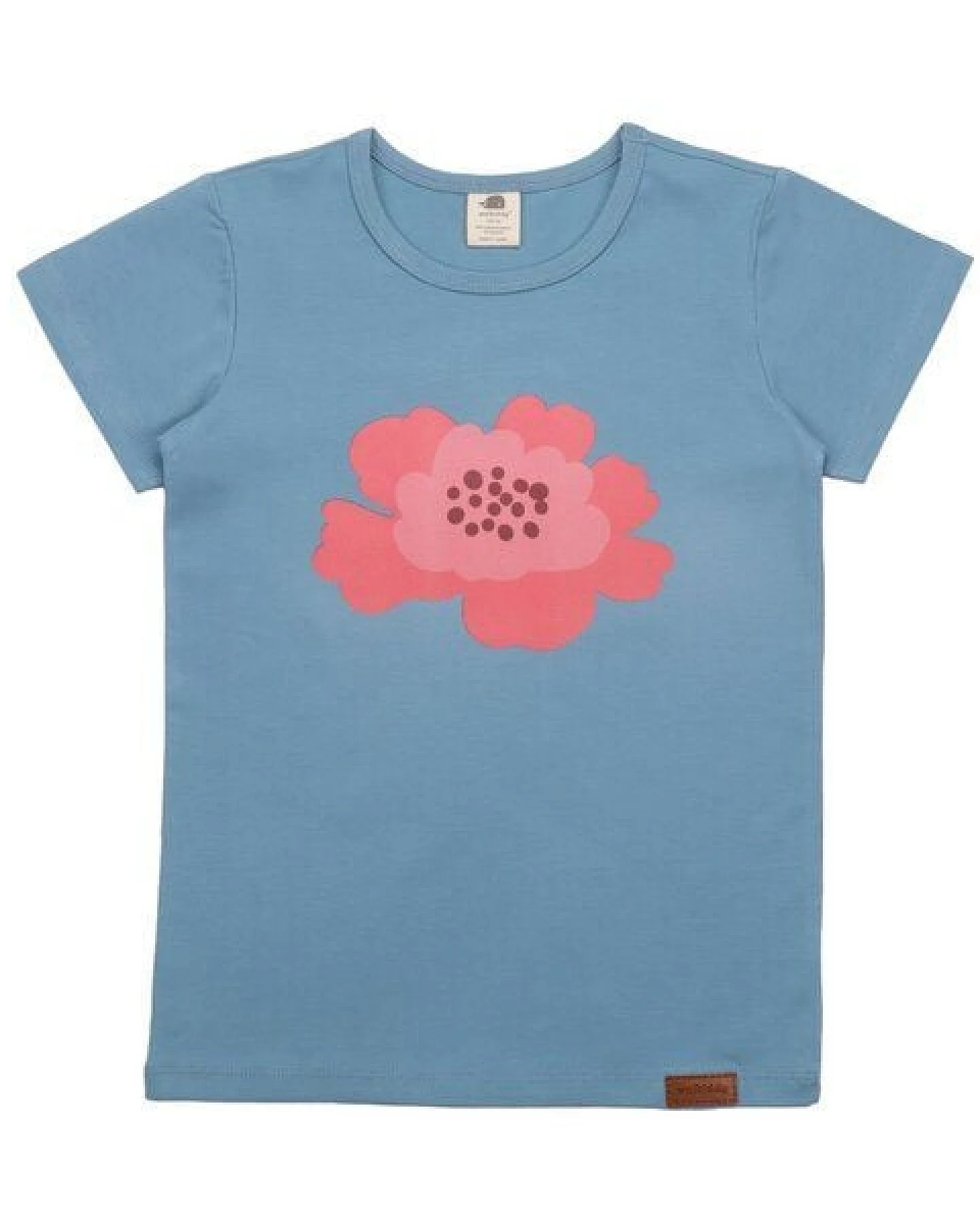 Kinder T-Shirt GOTS-zertifiziert aus Bio-Baumwolle hellblau mit Blumenmotiv – Walkiddy – Ansicht 2