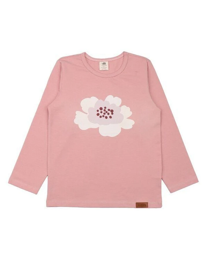 Kinder Langarmshirt GOTS zertifiziert Bio-Baumwolle, Rosa, Blumenmotiv, Walkiddy