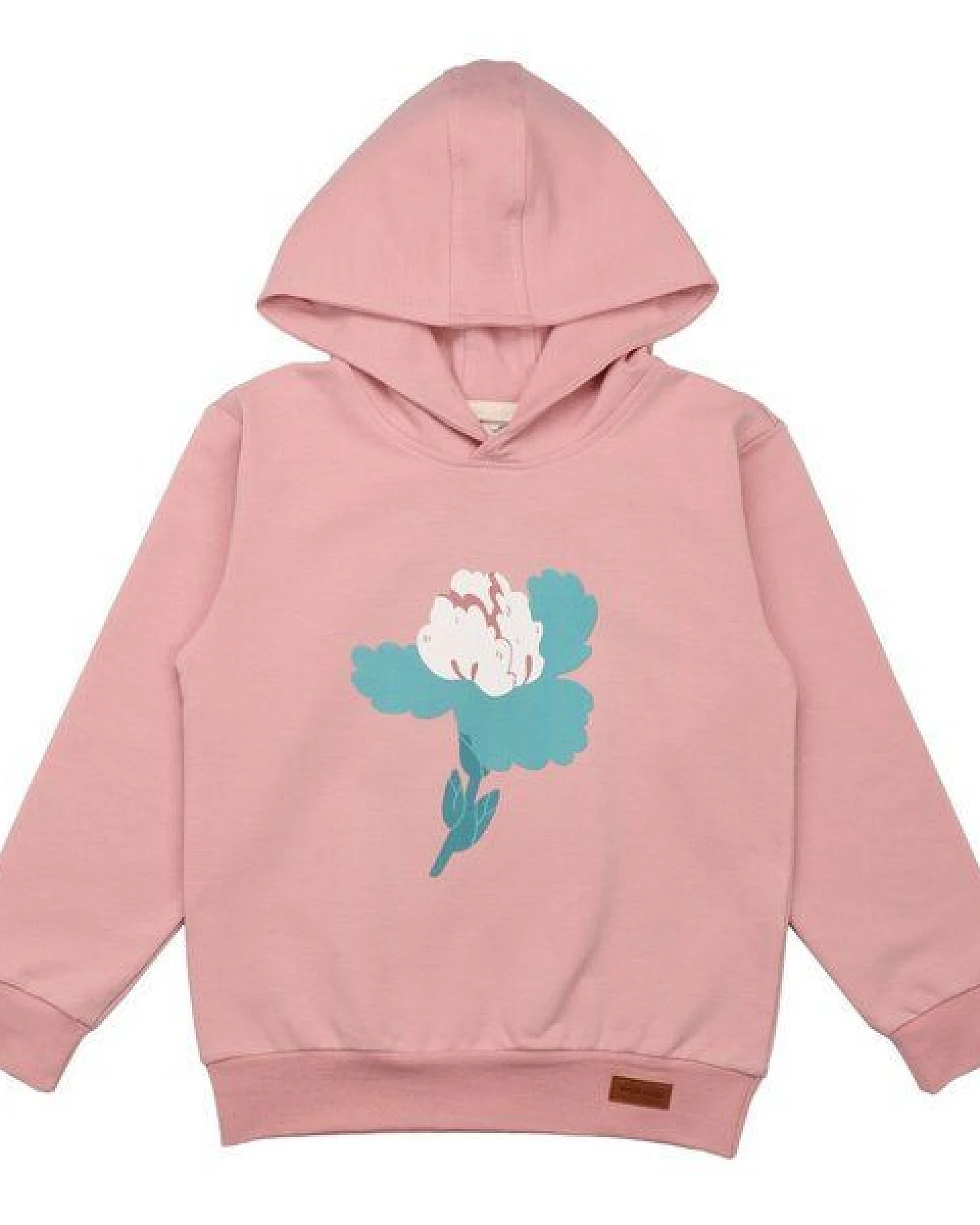 Kinder Kapuzenpullover GOTS zertifiziert – Rosa mit Blumenmotiv, weich & bequem – Ansicht 2