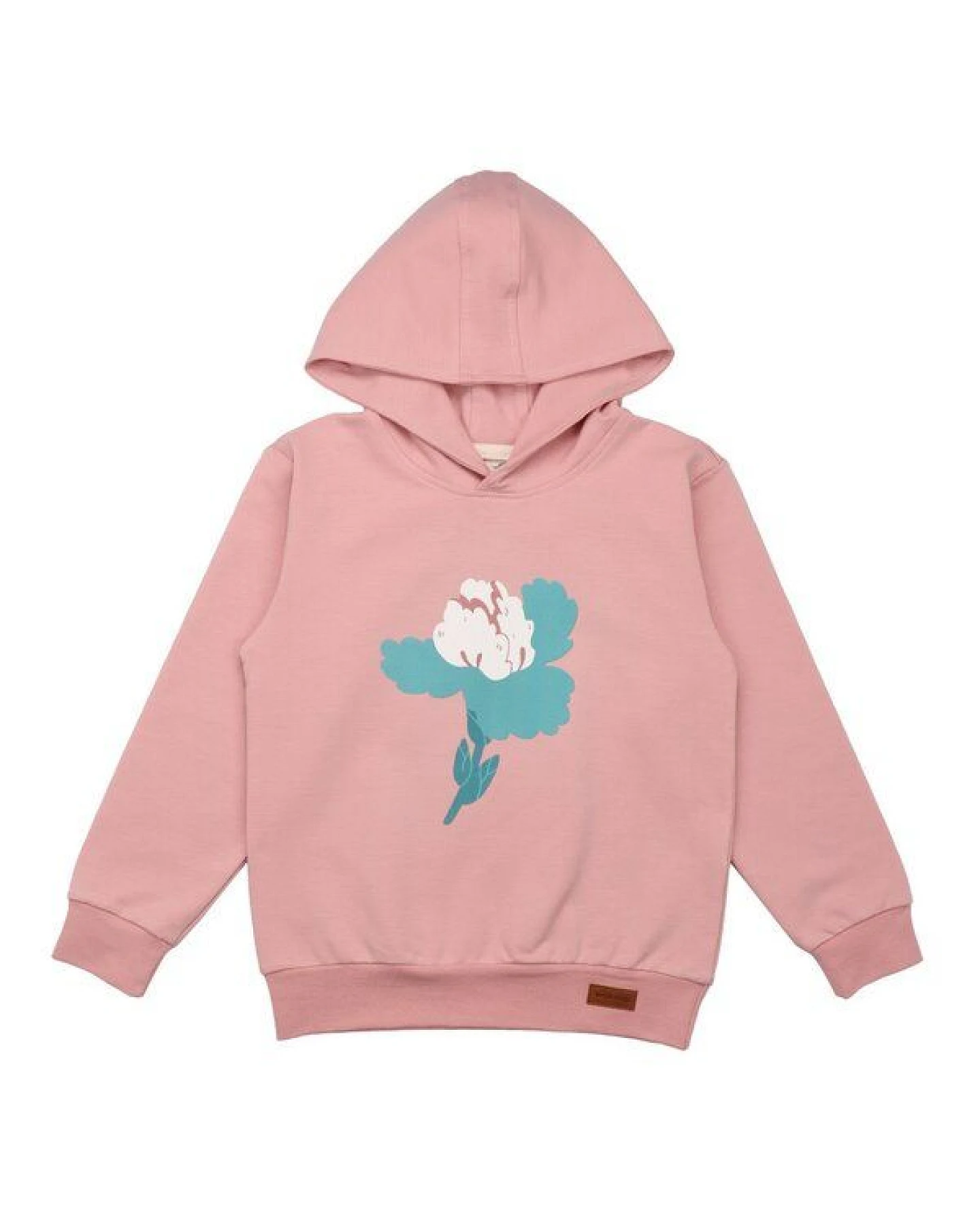Kinder Kapuzenpullover GOTS zertifiziert – Rosa mit Blumenmotiv, weich & bequem – Ansicht 2