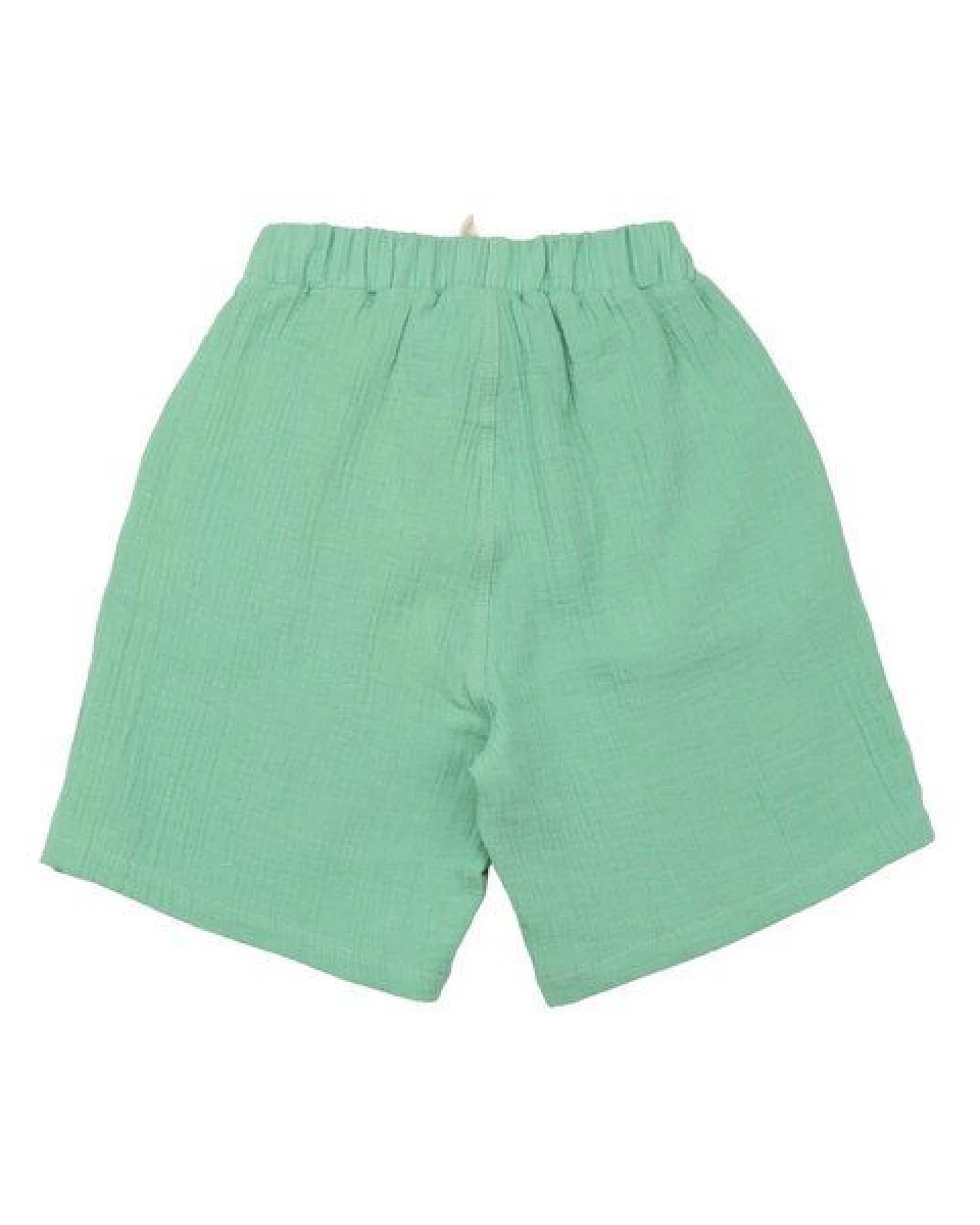 Kinder Shorts GOTS zertifiziert – Grün, Bund mit Kordel, weich & bequem – Ansicht 3