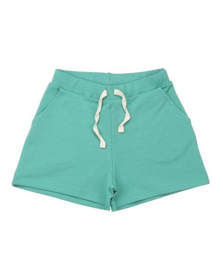 Kinder Shorts GOTS zertifiziert, Bio-Baumwolle, mintgrün, „Green Spruce“, weich, Bund mit Kordelzug – Walkiddy