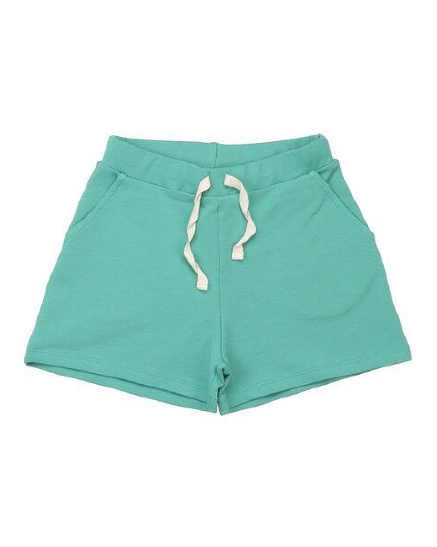 Kinder Shorts GOTS zertifiziert, Bio-Baumwolle, mintgrün, „Green Spruce“, weich, Bund mit Kordelzug – Walkiddy – Ansicht 2