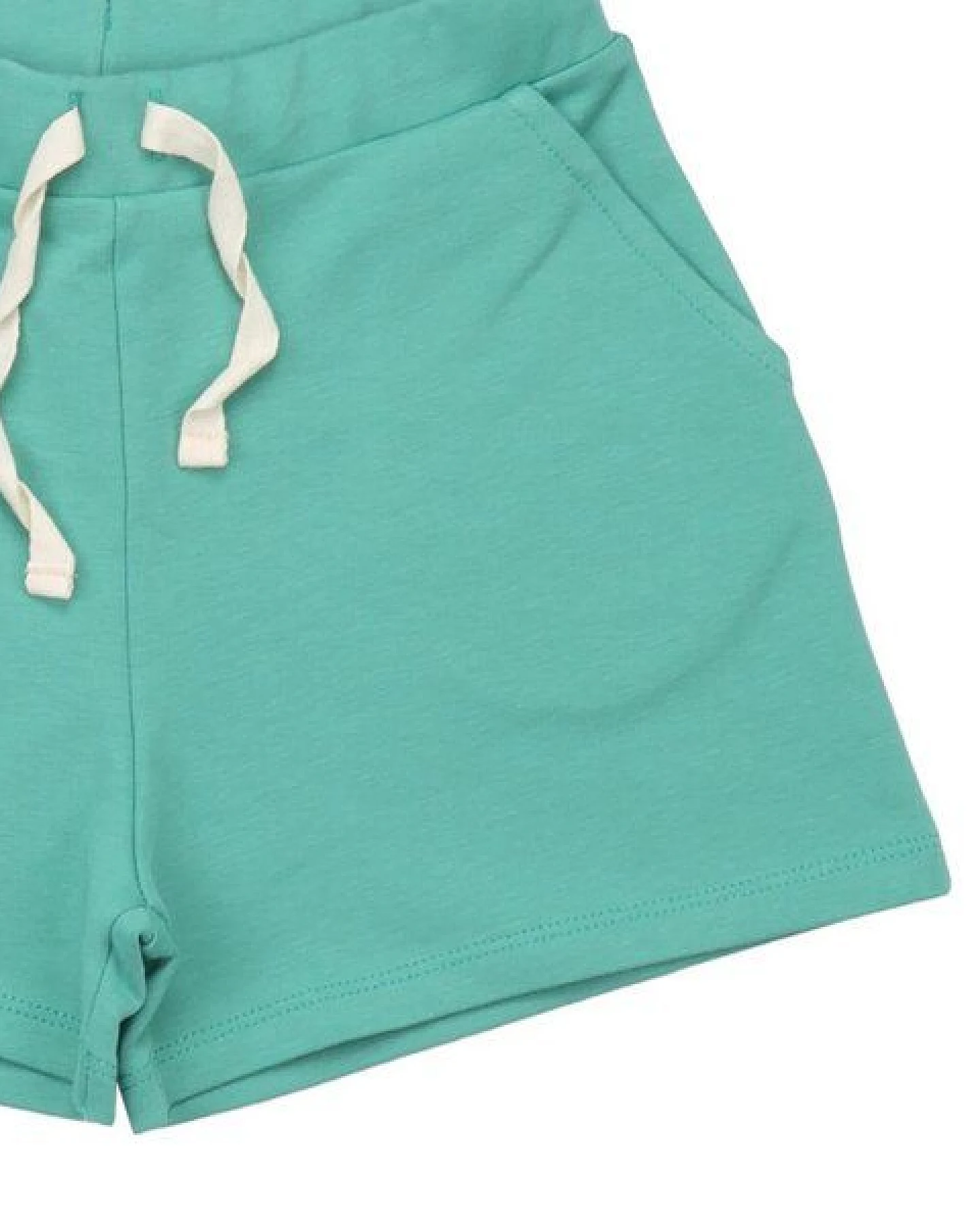 Kinder Shorts GOTS zertifiziert, Bio-Baumwolle, mintgrün, „Green Spruce“, weich, Bund mit Kordelzug – Walkiddy – Ansicht 4