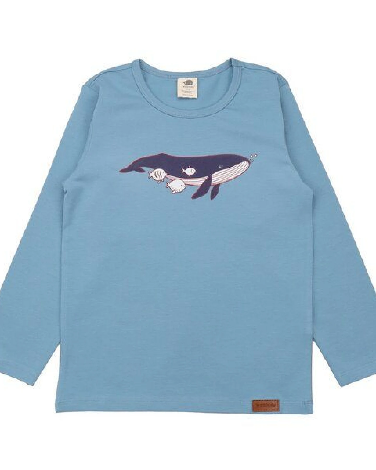 Kinder Langarmshirt GOTS zertifiziert Bio-Baumwolle, Hellblau, Wal- und Schildkröten-Motiv, Walkiddy – Ansicht 2
