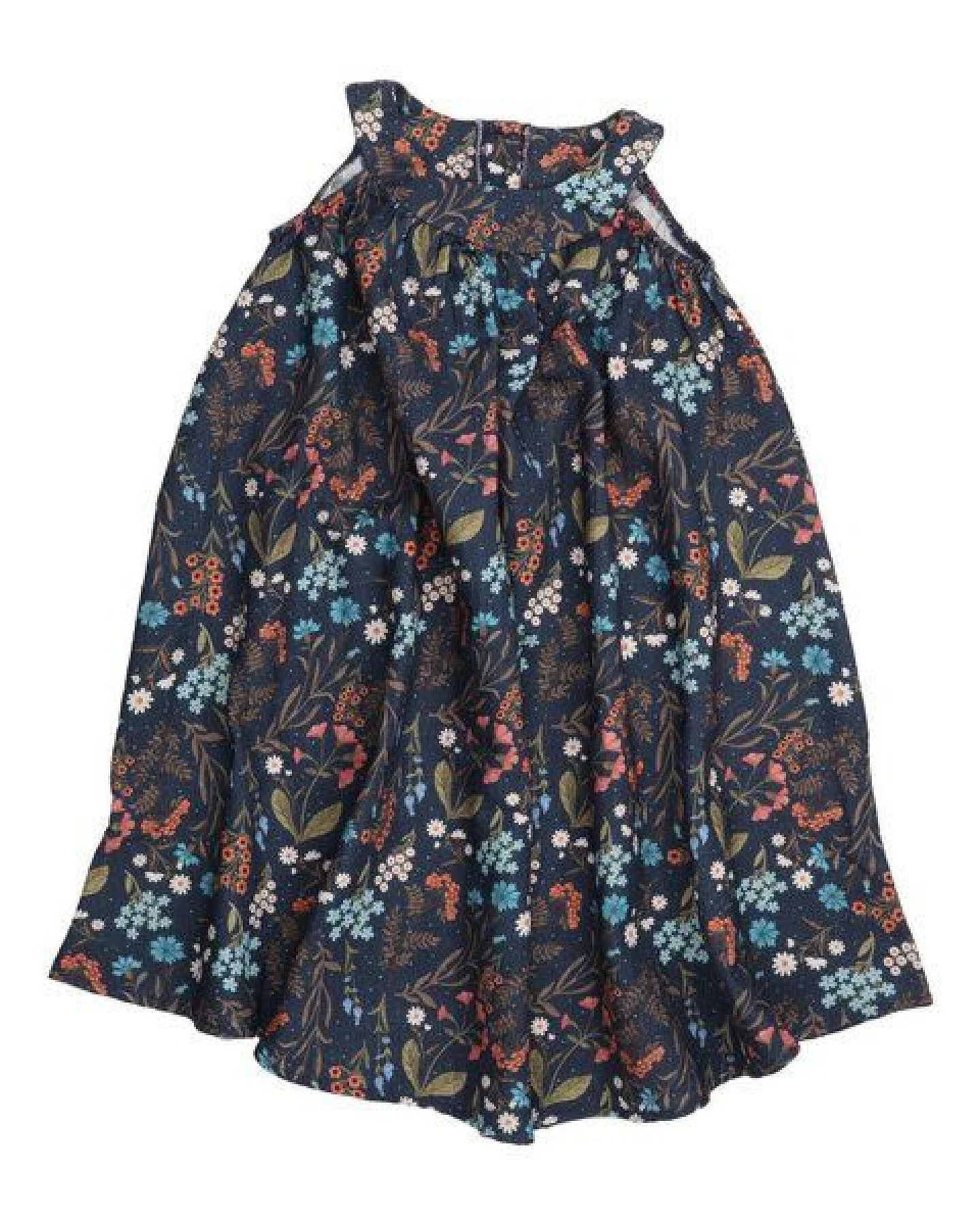 Bio-Baumwolle Floral Night Flared Dress Blau - GOTS-Zertifizierte umweltfreundliche & faire Mode – Walkiddy – Ansicht 2