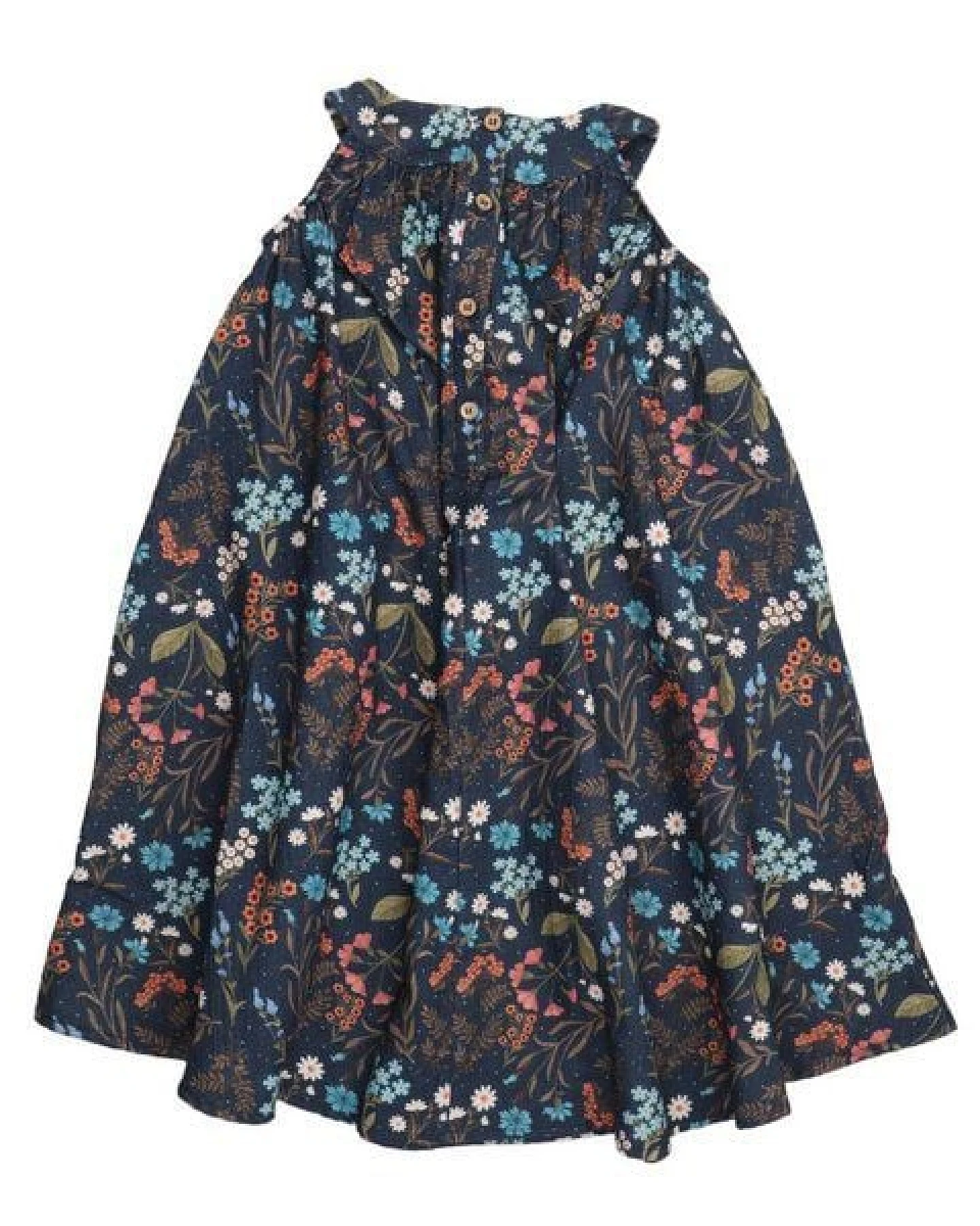 Bio-Baumwolle Floral Night Flared Dress Blau - GOTS-Zertifizierte umweltfreundliche & faire Mode – Walkiddy – Ansicht 3