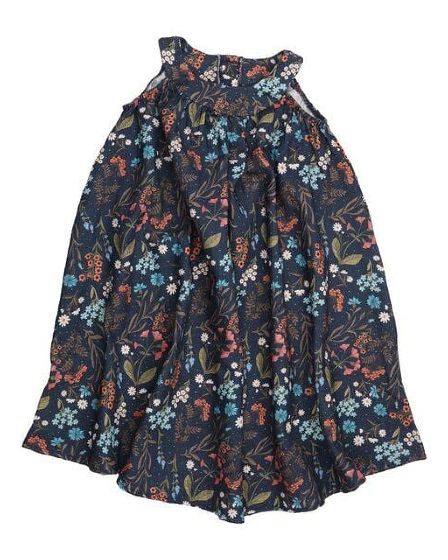 Bio-Baumwolle Floral Night Flared Dress Blau - GOTS-Zertifizierte umweltfreundliche & faire Mode – Walkiddy – Ansicht 2