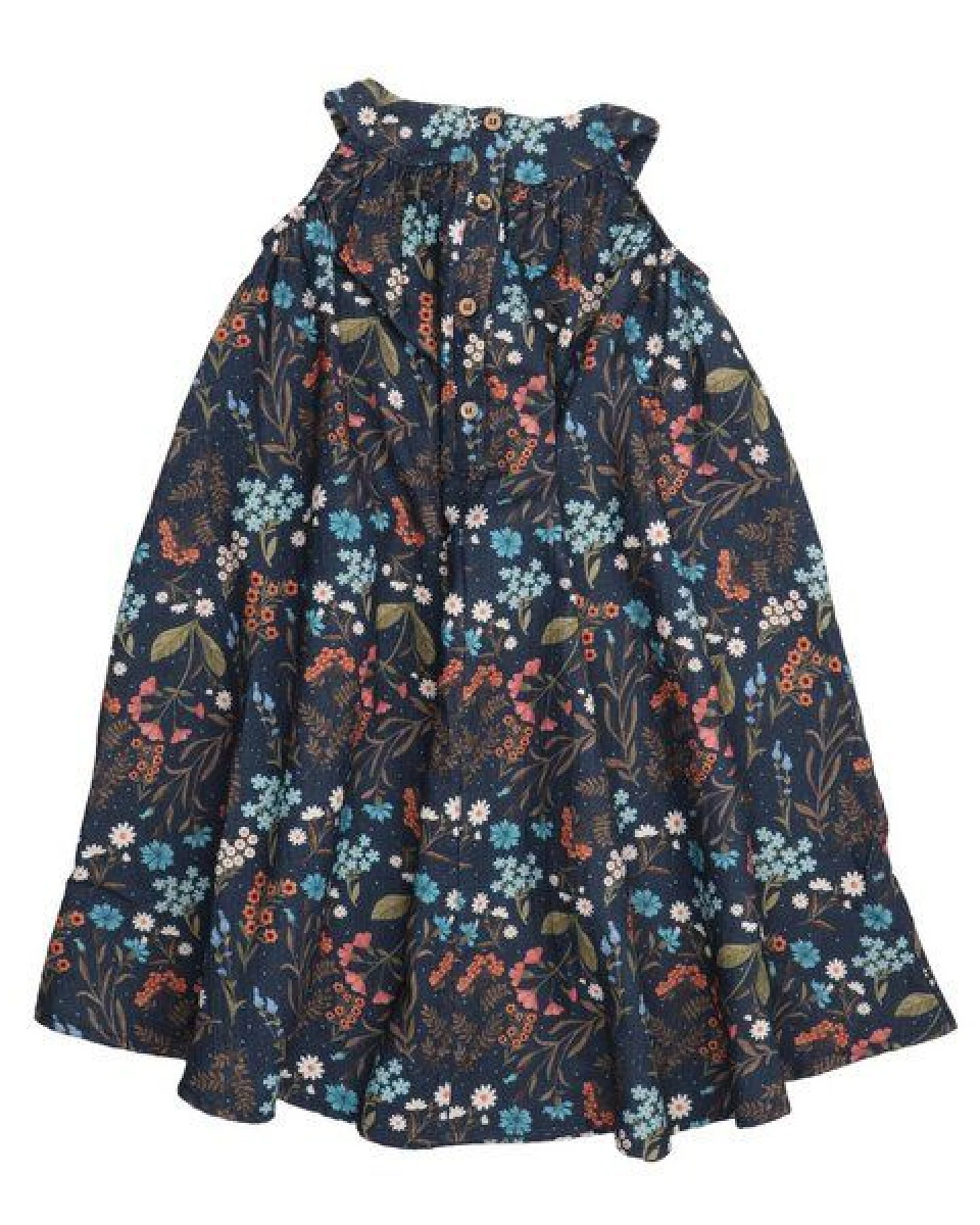 Bio-Baumwolle Floral Night Flared Dress Blau - GOTS-Zertifizierte umweltfreundliche & faire Mode – Walkiddy – Ansicht 3