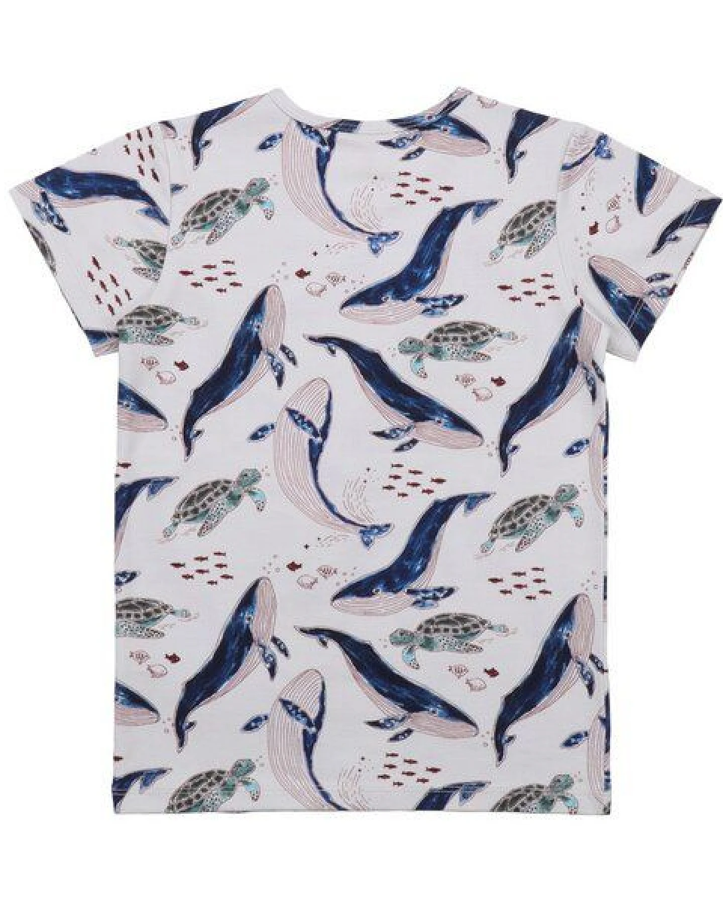 Kinder T-Shirt GOTS zertifiziert Bio-Baumwolle, Offwhite, Wal- und Schildkröten-Muster, Walkiddy – Ansicht 3