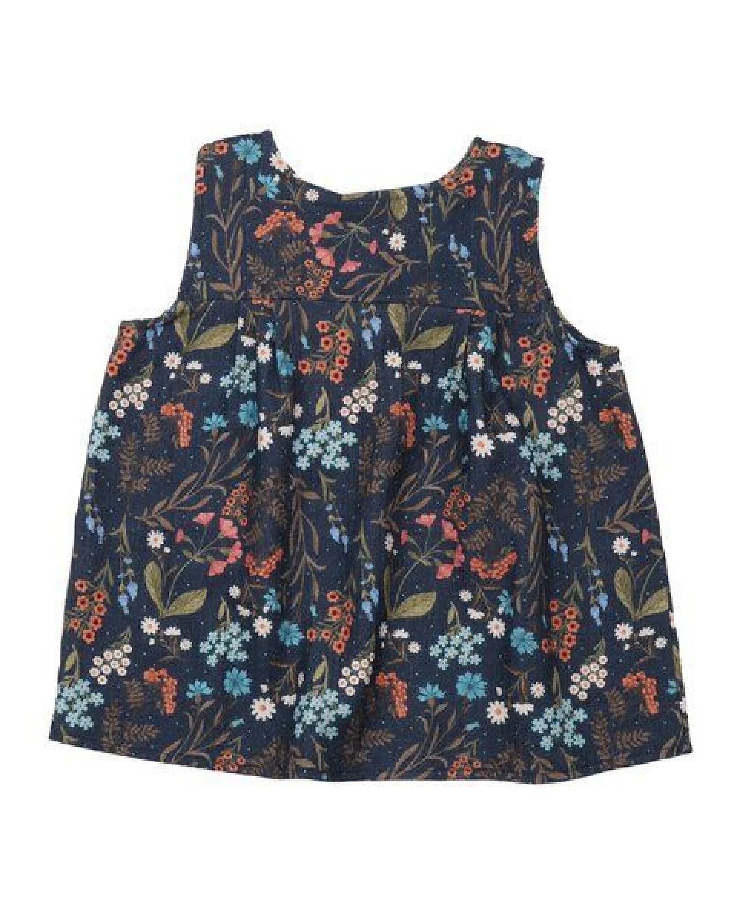 Mädchen Blusentop GOTS zertifiziert, blau, „Floral Night“ Blumen-Allover, ärmellos, weich – Walkiddy – Ansicht 3