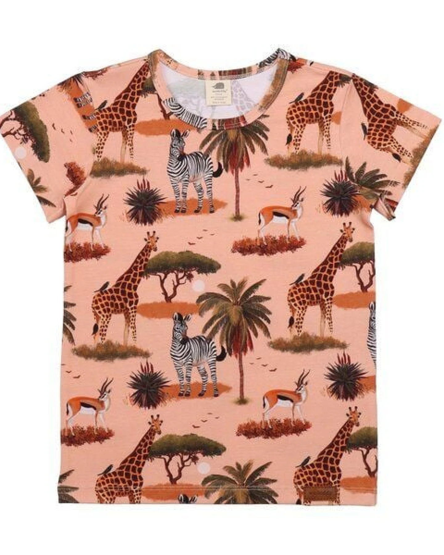 Kinder T-Shirt GOTS-zertifiziert aus Bio-Baumwolle orange mit African-Savanna-Motiv – Walkiddy – Ansicht 2