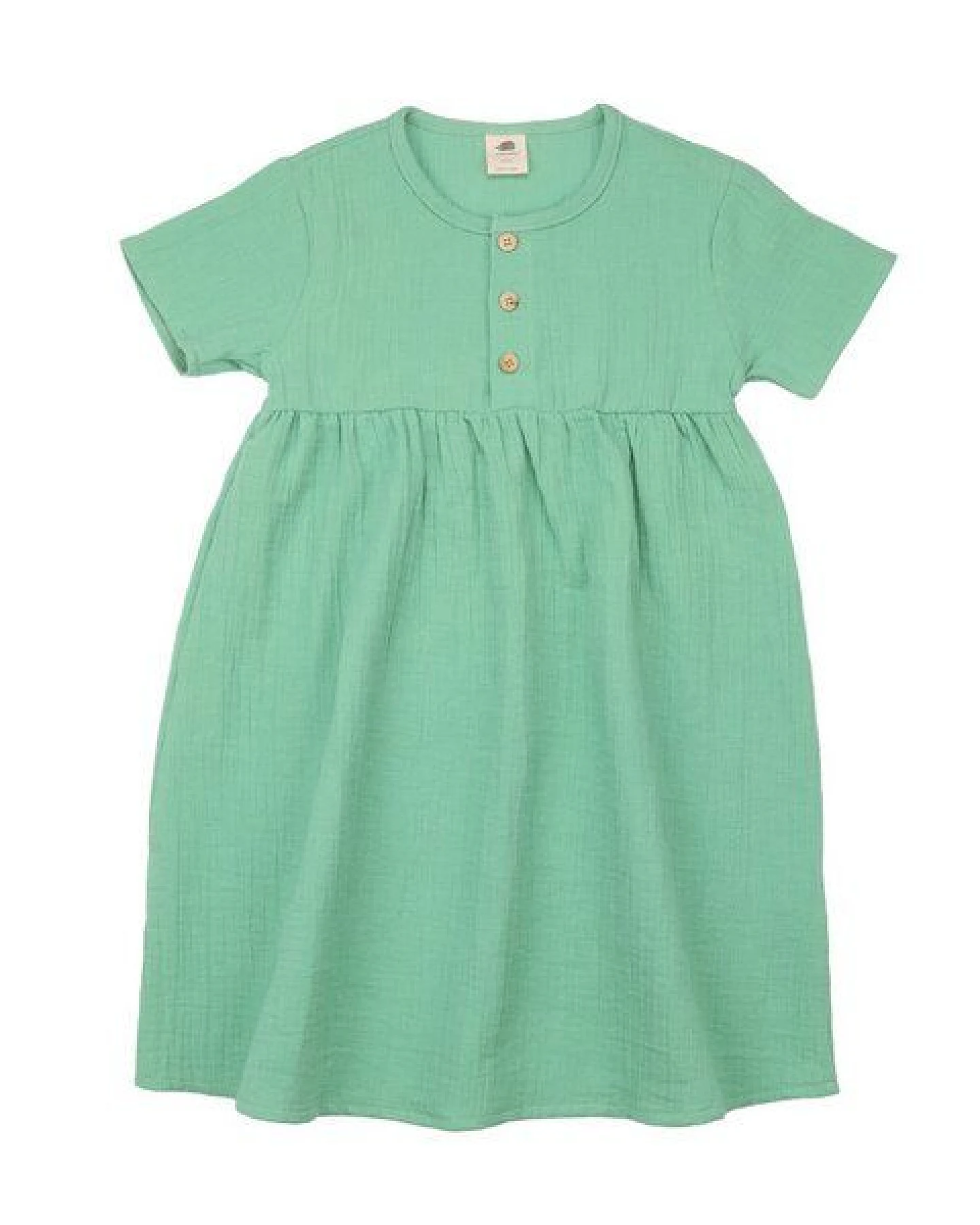 Kinder Kleid GOTS-zertifiziert aus Bio-Baumwolle, grün „Raspberries“, kurzarm, weich fallender Rock – Walkiddy, bequem für Alltag & Feste – Ansicht 2