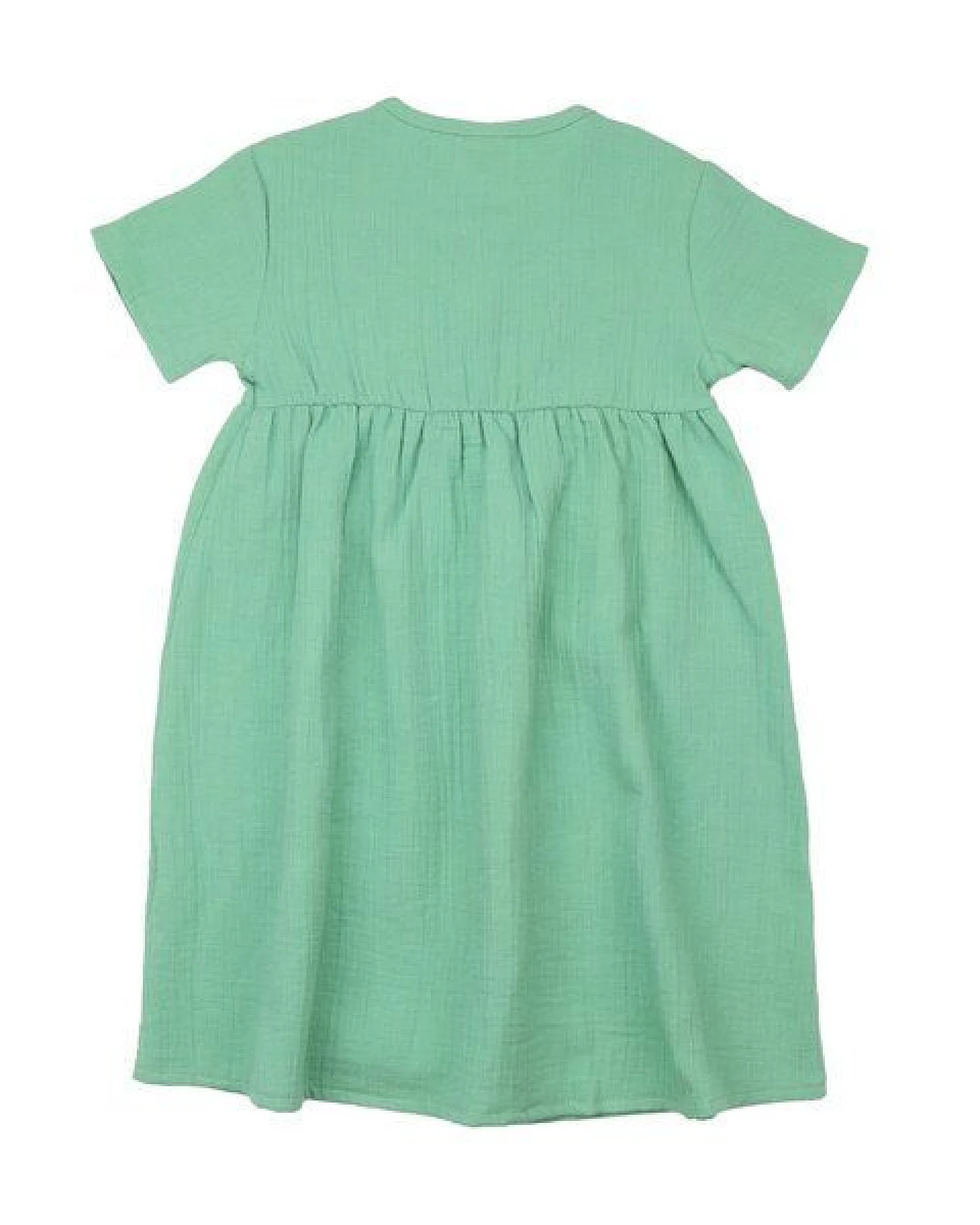 Kinder Kleid GOTS-zertifiziert aus Bio-Baumwolle, grün „Raspberries“, kurzarm, weich fallender Rock – Walkiddy, bequem für Alltag & Feste – Ansicht 3