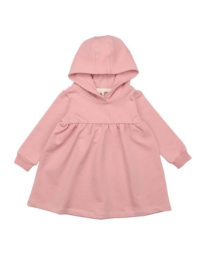Kinder Kapuzenkleid GOTS zertifiziert – Rosa, Langarm, weich & bequem