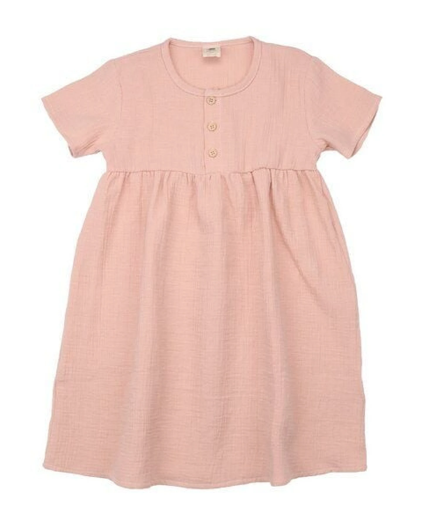 Kinder Kleid GOTS-zertifiziert aus Bio-Baumwolle rosé mit Flowers-&-Leaves-Detail – Walkiddy – Ansicht 2