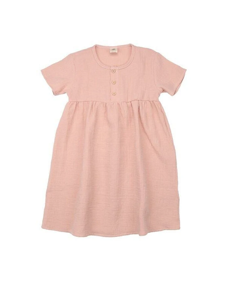 Kinder Kleid GOTS-zertifiziert aus Bio-Baumwolle rosé mit Flowers-&-Leaves-Detail – Walkiddy
