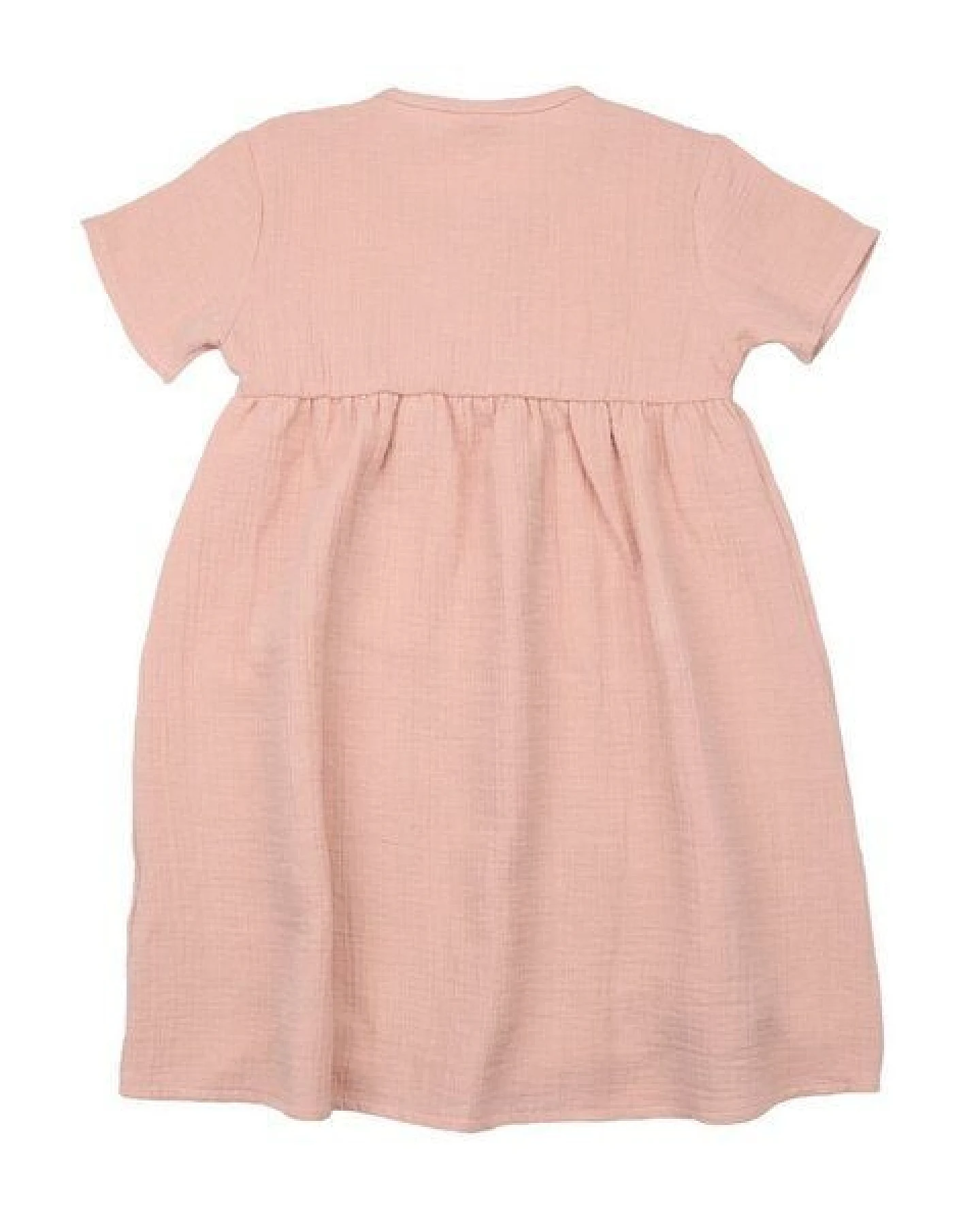 Kinder Kleid GOTS-zertifiziert aus Bio-Baumwolle rosé mit Flowers-&-Leaves-Detail – Walkiddy – Ansicht 3