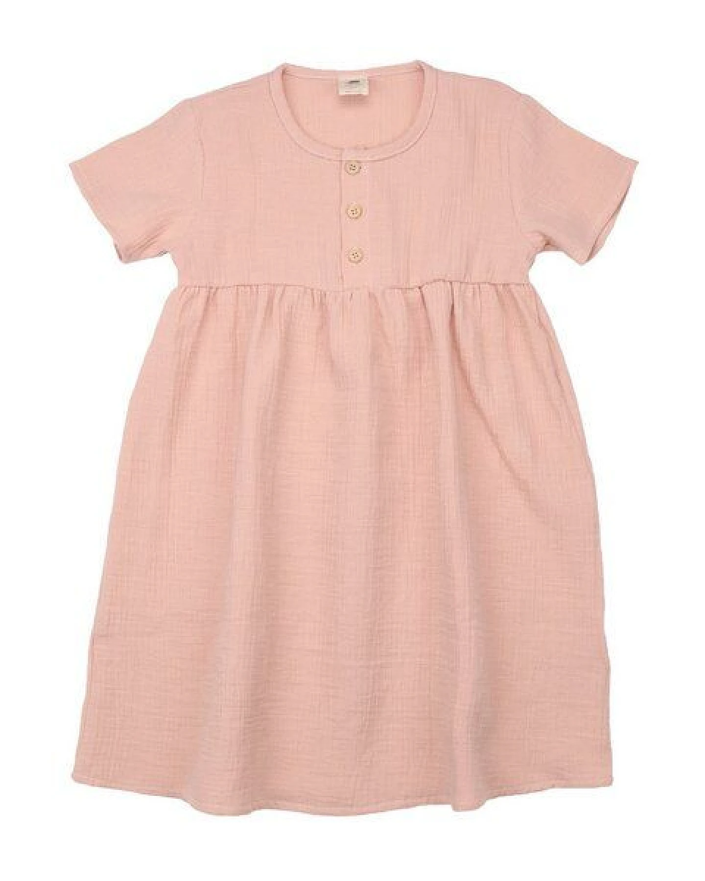 Kinder Kleid GOTS-zertifiziert aus Bio-Baumwolle rosé mit Flowers-&-Leaves-Detail – Walkiddy – Ansicht 2