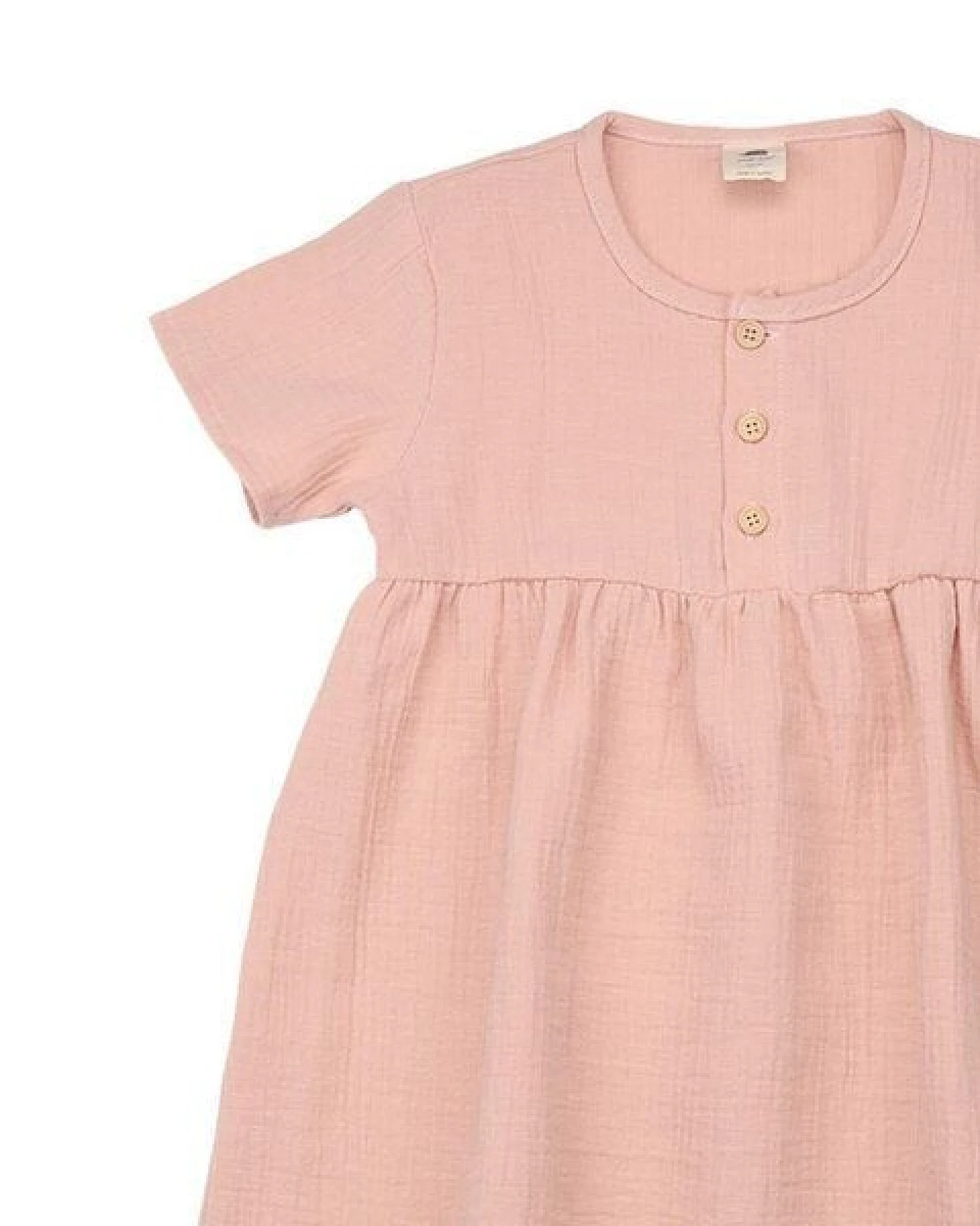 Kinder Kleid GOTS-zertifiziert aus Bio-Baumwolle rosé mit Flowers-&-Leaves-Detail – Walkiddy – Ansicht 4