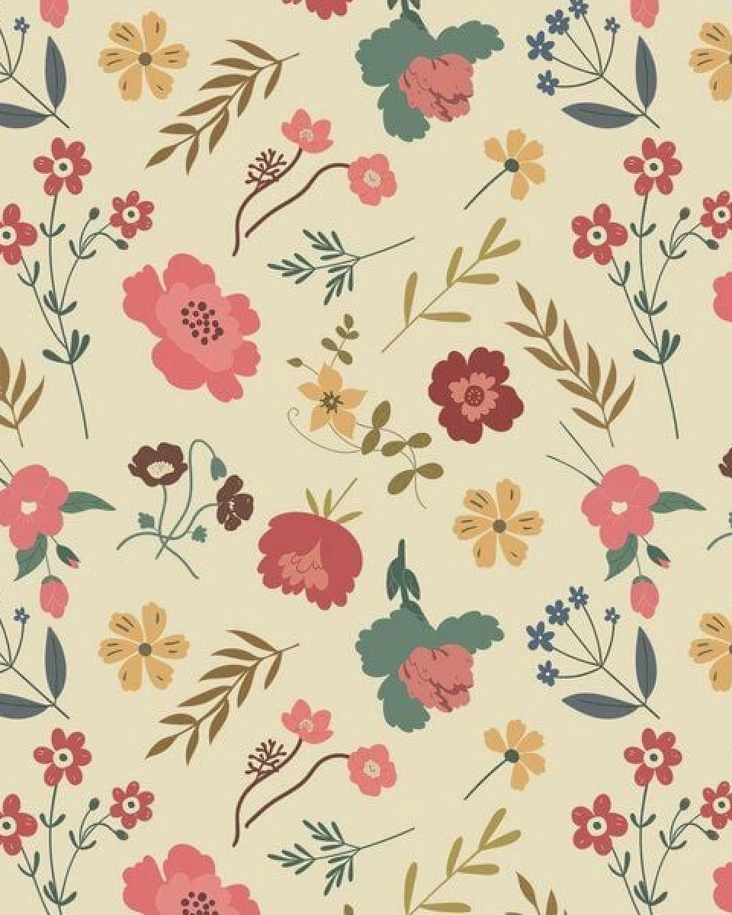 Kinder Kleid GOTS zertifiziert – Bio-Baumwolle, Creme mit Blumen- und Blättermuster, langärmelig, weich & bequem – Ansicht 4