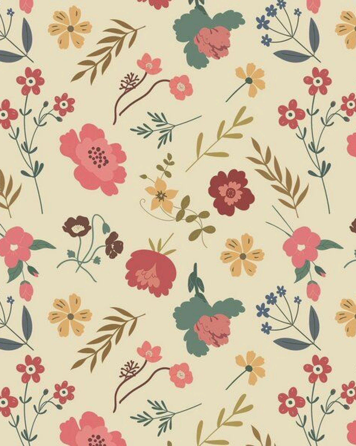 Kinder Kleid GOTS zertifiziert – Bio-Baumwolle, Creme mit Blumen- und Blättermuster, langärmelig, weich & bequem – Ansicht 4