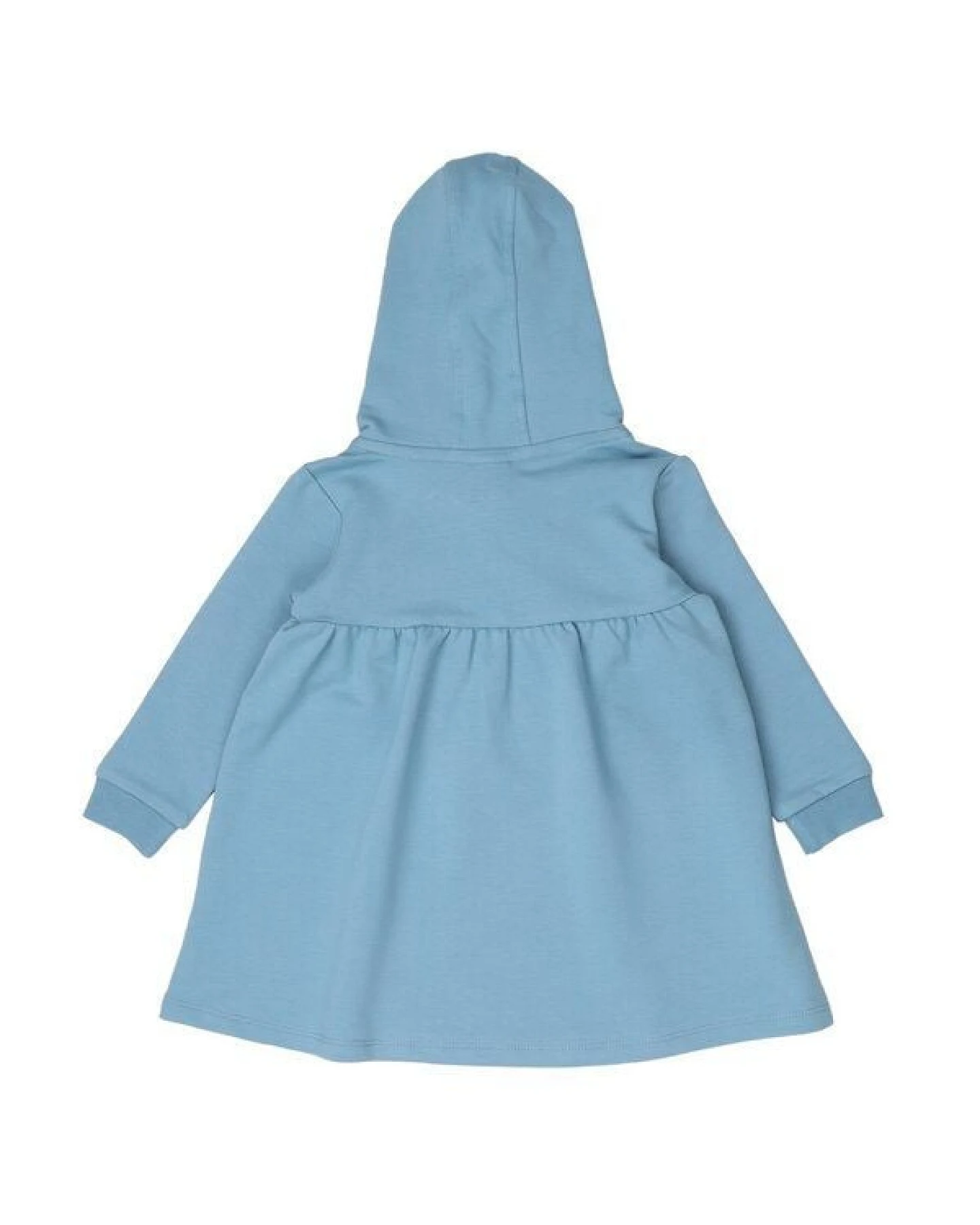 Kinder Kapuzenkleid GOTS zertifiziert, 95% Bio-Baumwolle, hellblau „Adriatic Blue“, weich – Walkiddy – Ansicht 3