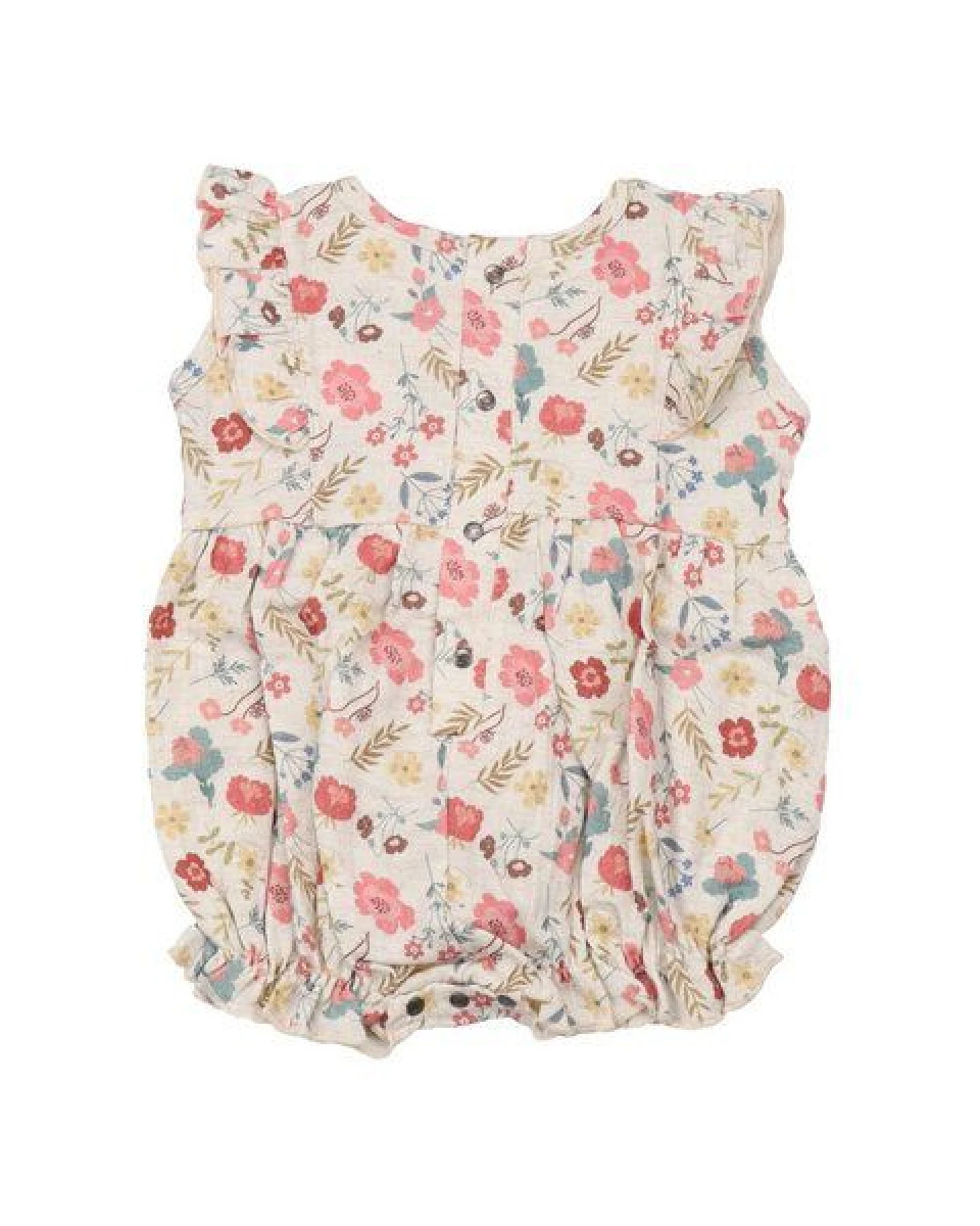 Baby Romper GOTS zertifiziert, „Flowers & Leaves“ Allover, mehrfarbig, ärmellos, weich – Walkiddy – Ansicht 3