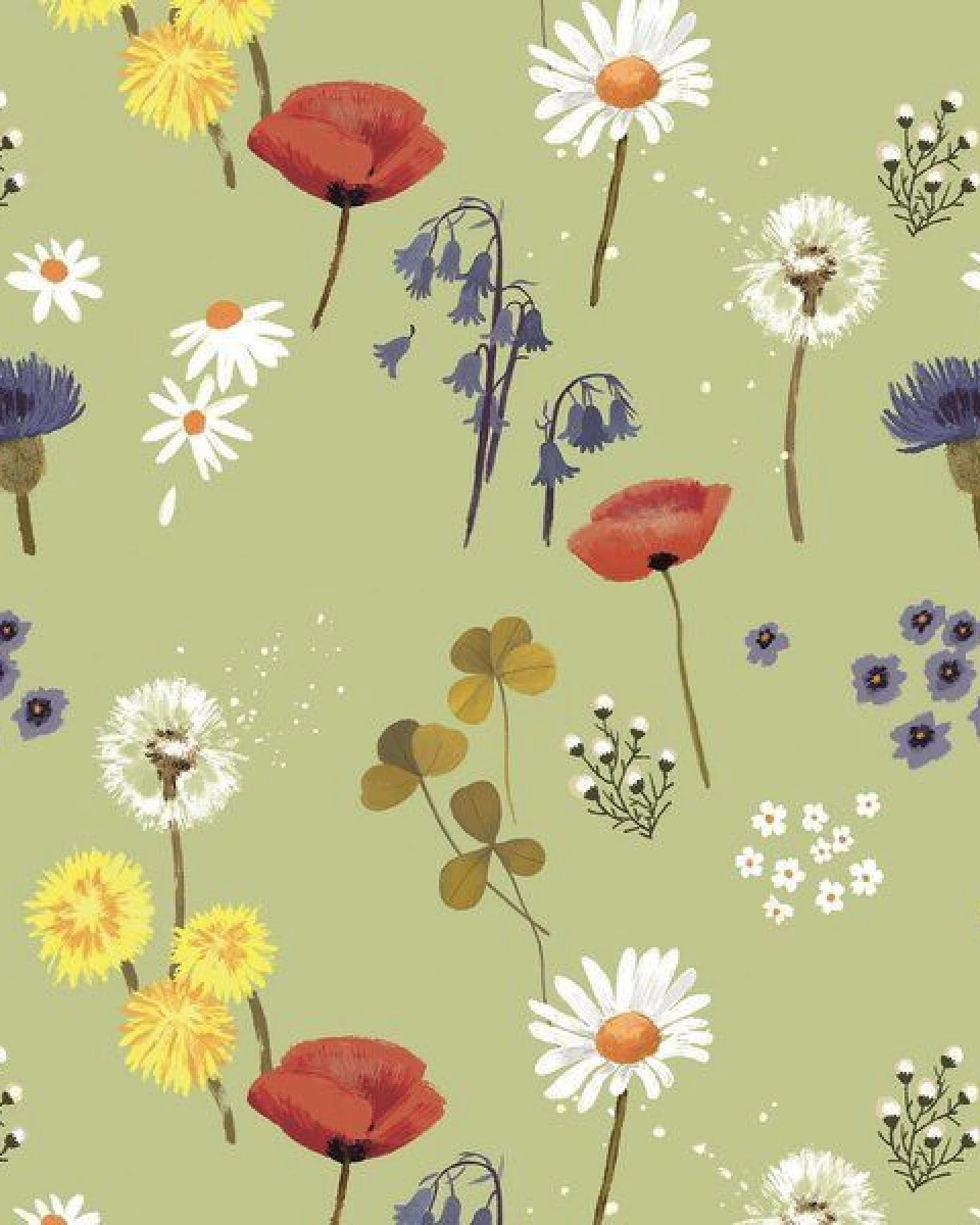 Kinder Shorts GOTS zertifiziert, grün, „Wild Flowers“ Blumen-Allover, weich & bequem – Walkiddy – Ansicht 4