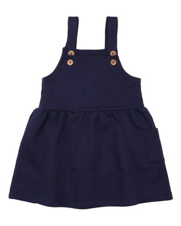 Kinder Latzkleid GOTS zertifiziert, Bio-Baumwolle, navy, weich & elastisch, bequem, Alltag – Walkiddy
