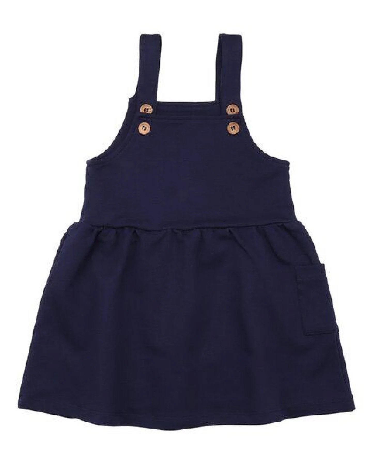 Kinder Latzkleid GOTS zertifiziert, Bio-Baumwolle, navy, weich & elastisch, bequem, Alltag – Walkiddy – Ansicht 2